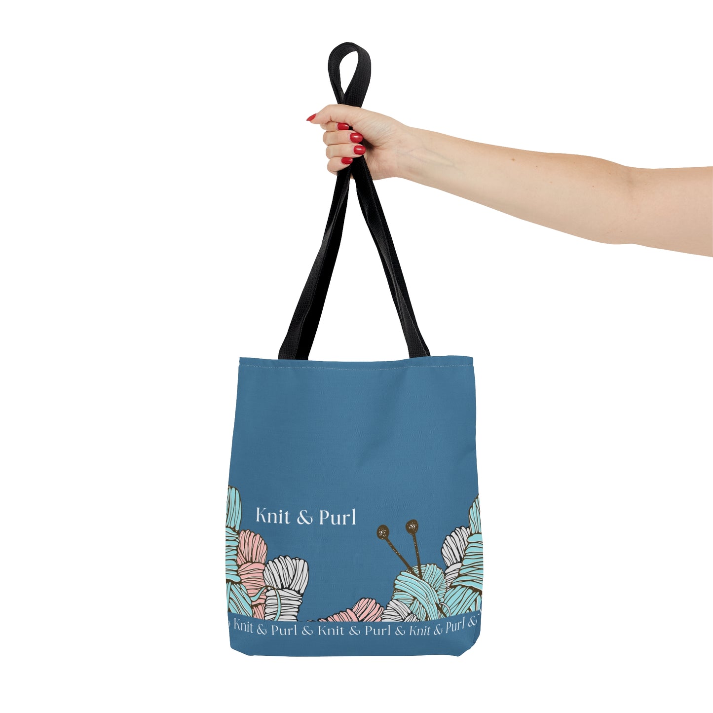 Knit & Purl Tote Bag, Crafter Bag, Yarn Storage Bag, Knitting Project Bag, Crochet Project Bag, Craft Project Tote Bag Bags Printify