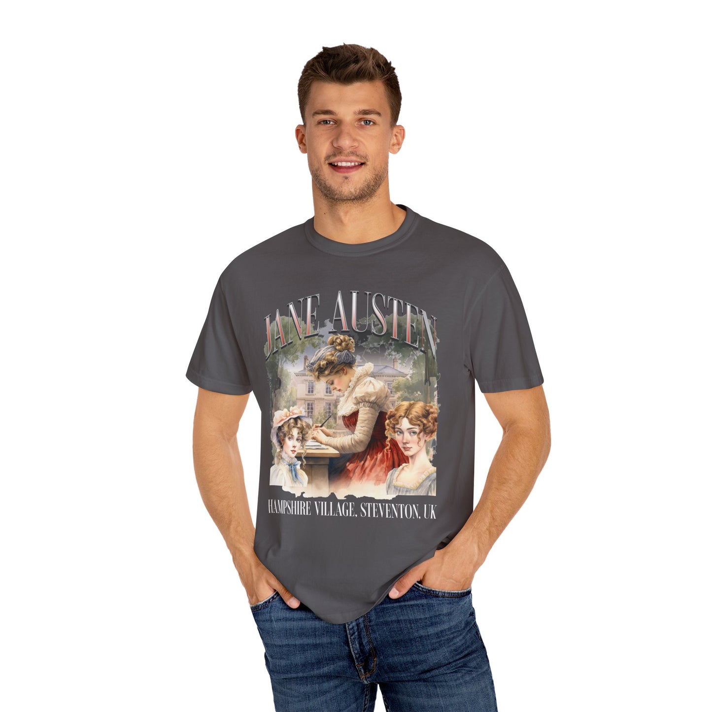 Retro Jane Austen Unisex Garment-Dyed T-shirt T-Shirt Printify