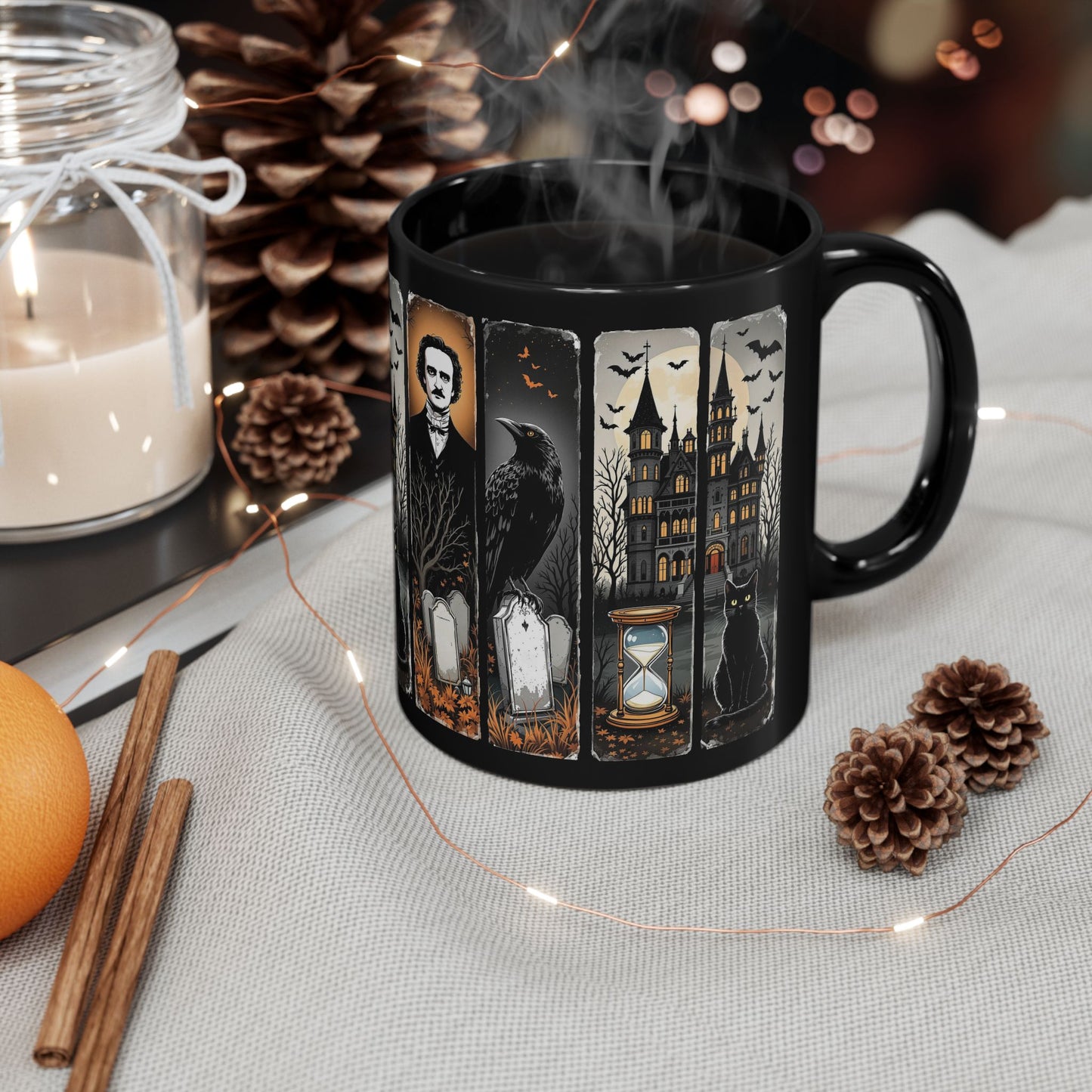 Edgar Allan Poe Mug Gothic Literary Gift For Book Lover Dark Academia Macabre Fall Coffee Cup Halloween Poetember Party Gift For Bookclub Mug Printify