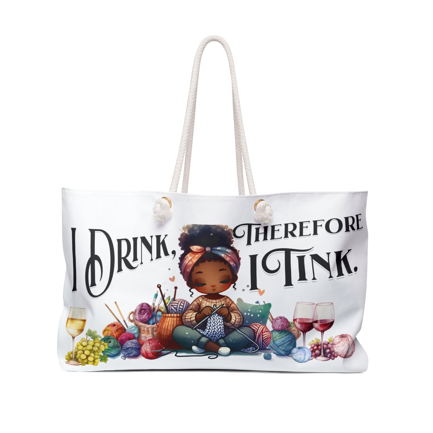 Custom Knitting Project Tote Bag Large Yarn Project Bag Crochet Craft Needle Storage Bag Yarn Bowl Funny Gift for Yarn Lover Project Bags Printify 24" × 13"