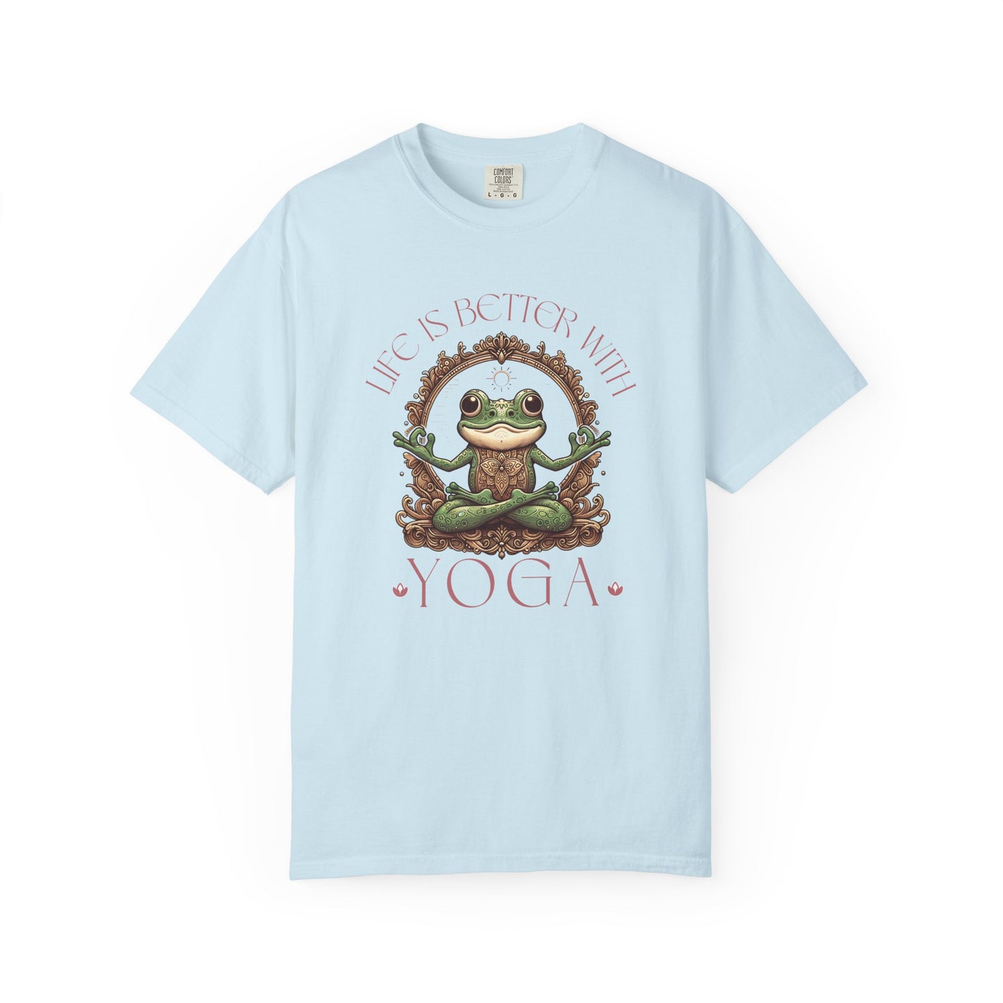 Yoga Frog Life Is Better With Yoga Unisex T-Shirt, Casual Wear, Highlander Fan Gift, T-Shirt Printify Chambray S