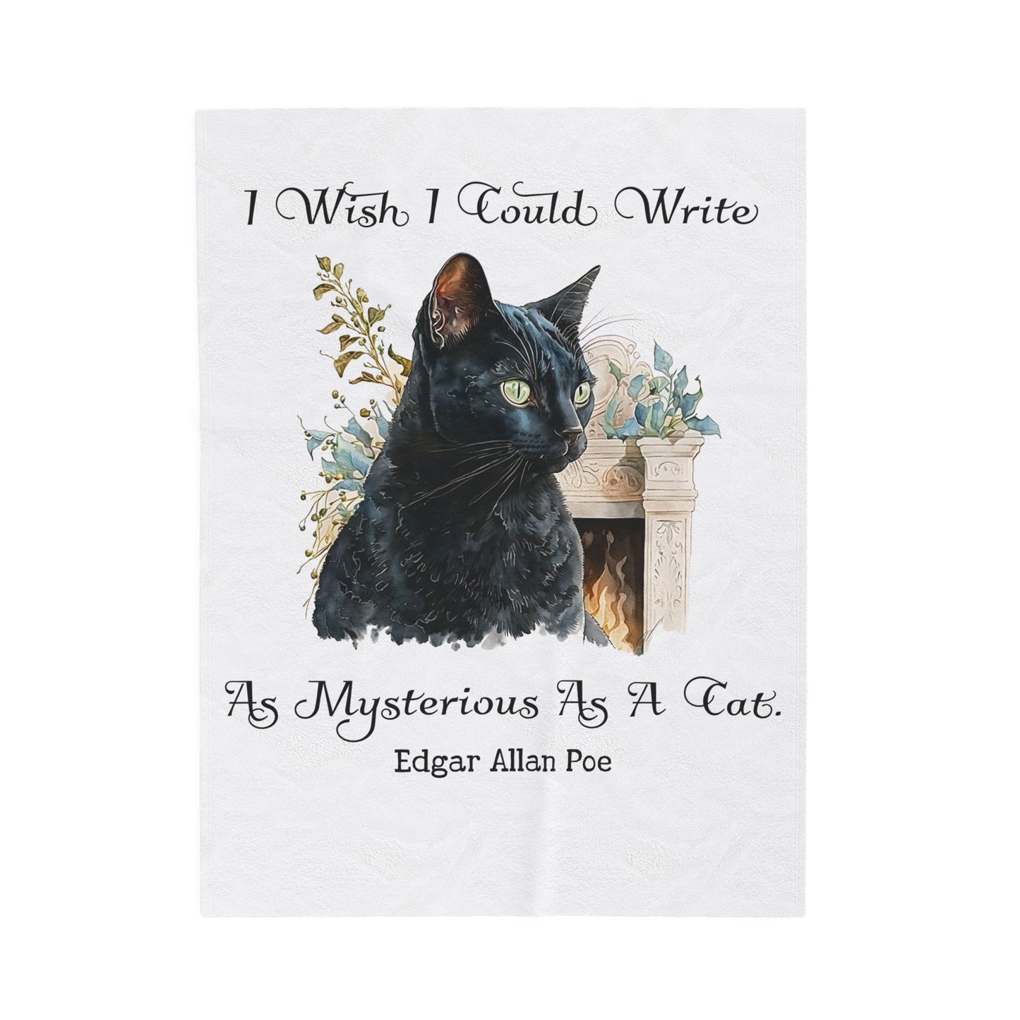 Edgar Allan Poe, The Black Cat Throw Blanket, Soft Book Lover Reading Blanket, Gothic Dark Academia, Horror Movie Watching Plush, Fairycore All Over Prints Printify 30" × 40"