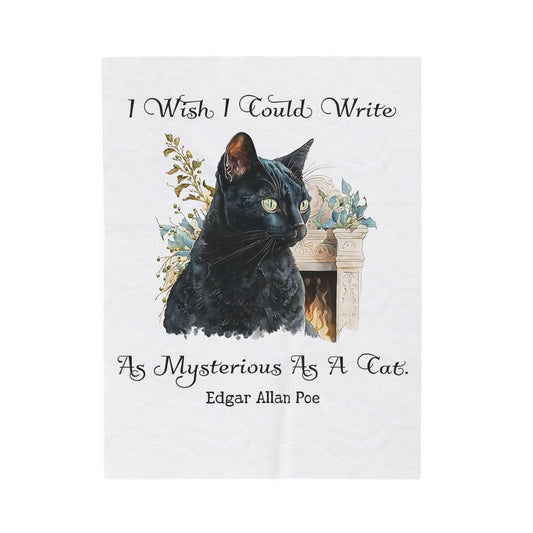 Edgar Allan Poe, The Black Cat Throw Blanket, Soft Book Lover Reading Blanket, Gothic Dark Academia, Horror Movie Watching Plush, Fairycore All Over Prints Printify 30" × 40"