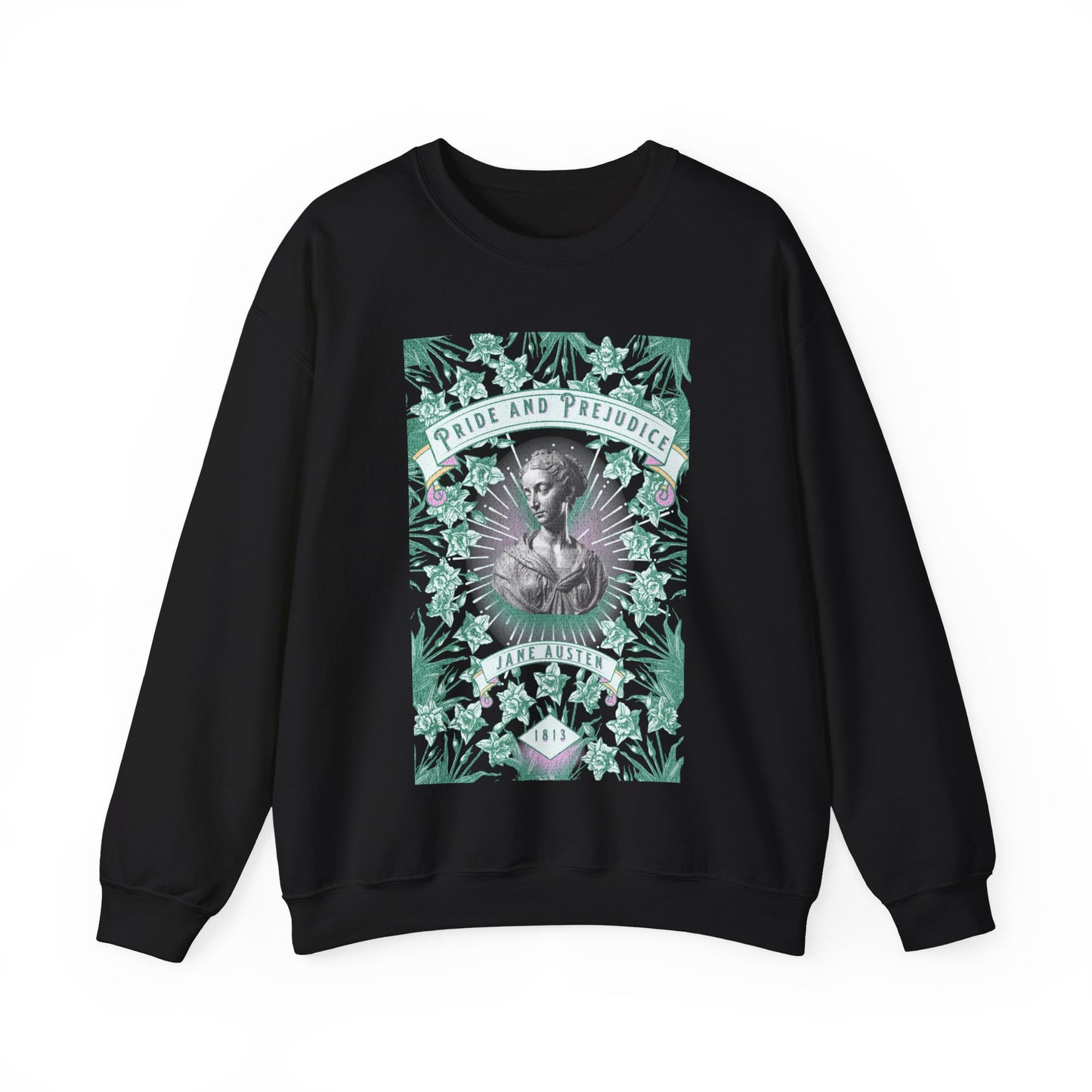 Jane Austen Sweatshirt, Pride & Prejudice Historical Romance Sweater, Bookish Literary Jane Austen Fan Art Gift, Gift for Her, Readers, Sweatshirt Printify S Black