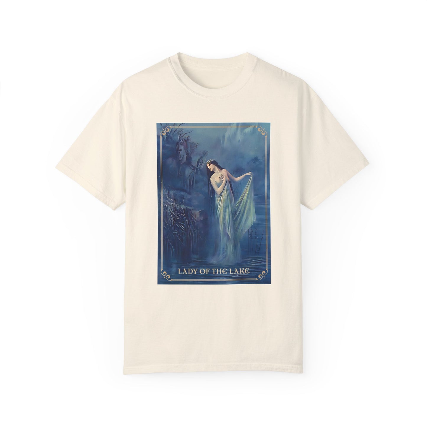 Lady of the Lake Print Unisex T-Shirt Perfect Renfaire Medieval Festival Shirt Mystical Vintage Tee Fairy Tale Merch Fantasy Lover Gifts T-Shirt Printify Ivory S