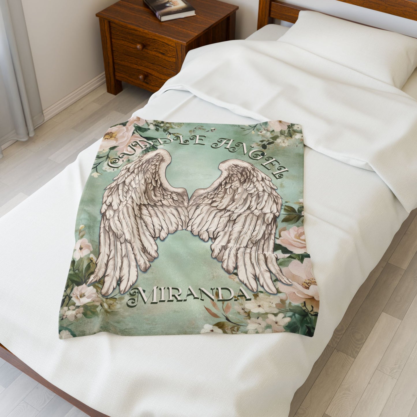 Custom Angel Wings Cuddle Plush Blanket Cozy Throw for Spiritual Gift for Birthday Christmas Gift for Mom or Best Girl Friends Angelic Love All Over Prints Printify