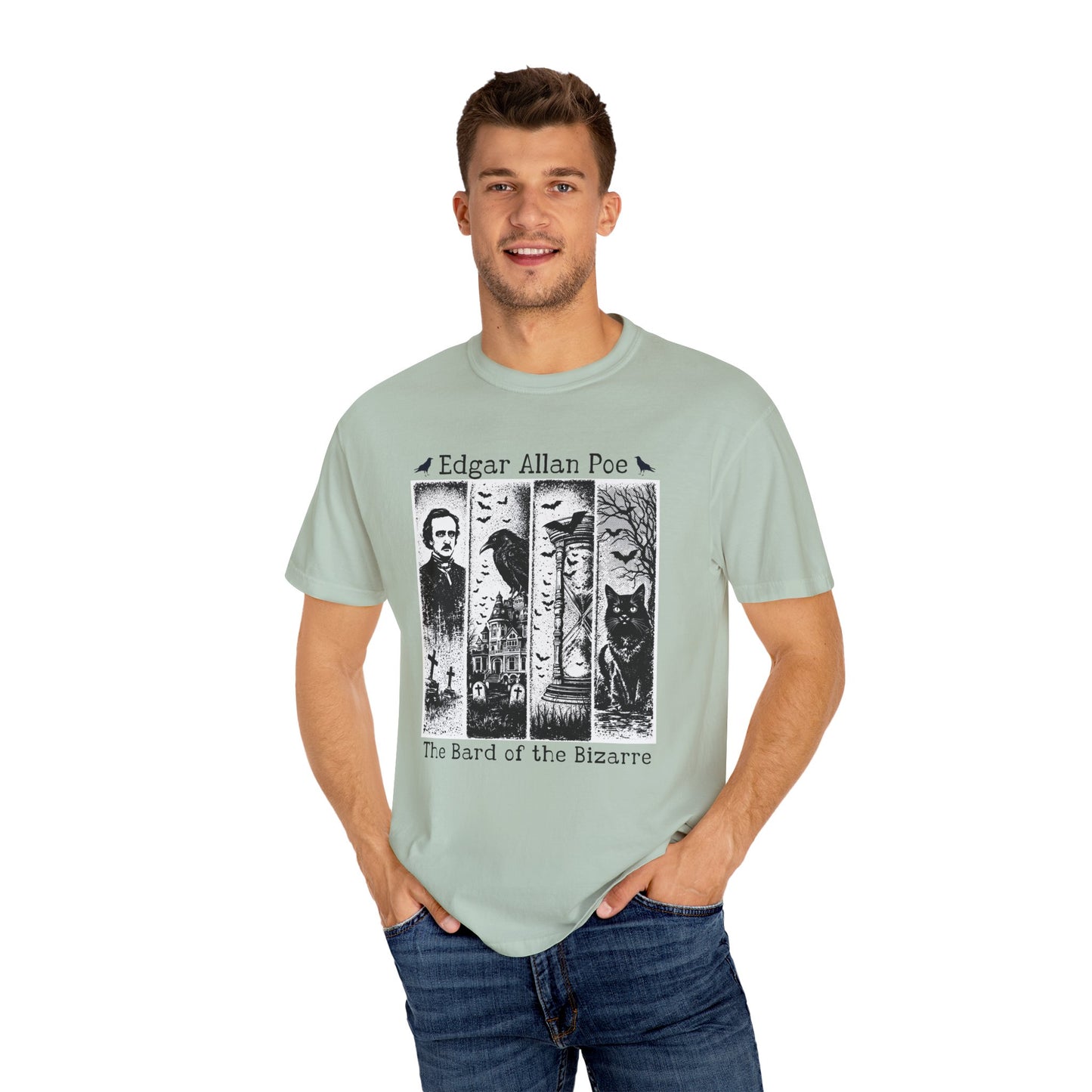 Edgar Allan Poe T-Shirt Gothic Graphic Tee The Raven Nevermore Quote Horror Literature Shirt Dark Academia Aesthetic Halloween Party Gift T-Shirt Printify