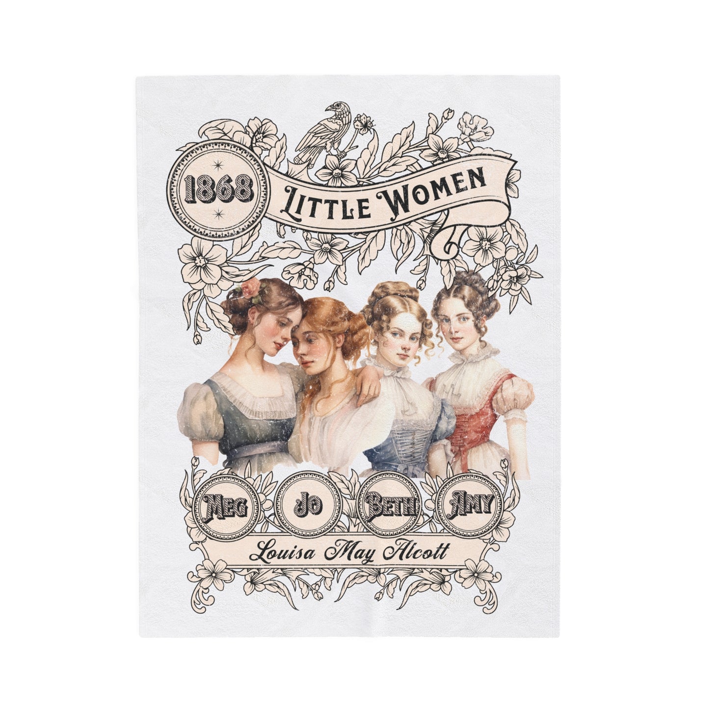 Little Women Plush Throw Blanket, Louisa May Alcott Historical Romance, Bookish Literary Reading Blanket Fan Art Gift for Her, Bookclub All Over Prints Printify 30" × 40"