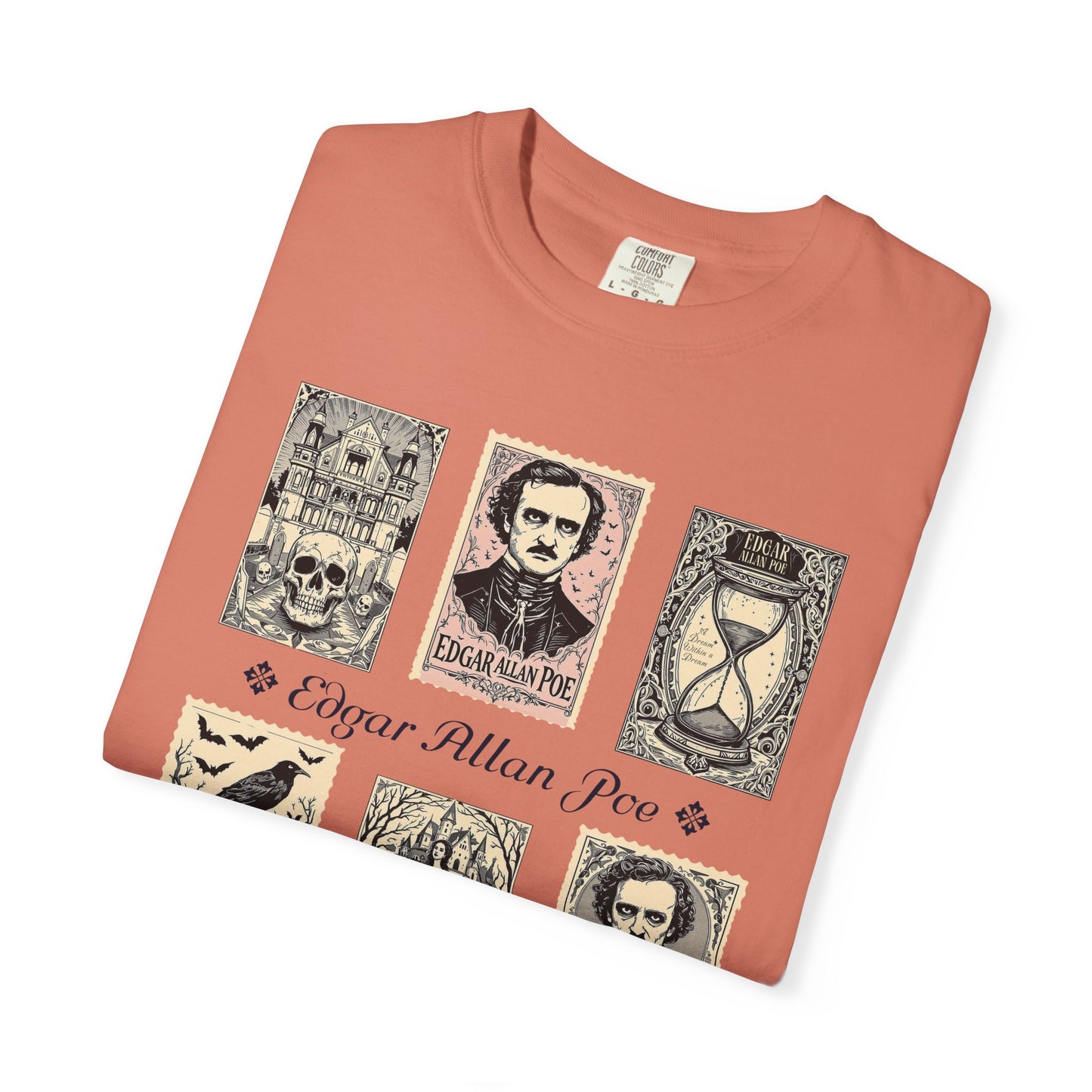 Edgar Allan Poe T-Shirt Gothic Graphic Tee The Raven Nevermore Quote Horror Literature Shirt Dark Academia Aesthetic Halloween Party Gift T-Shirt Printify