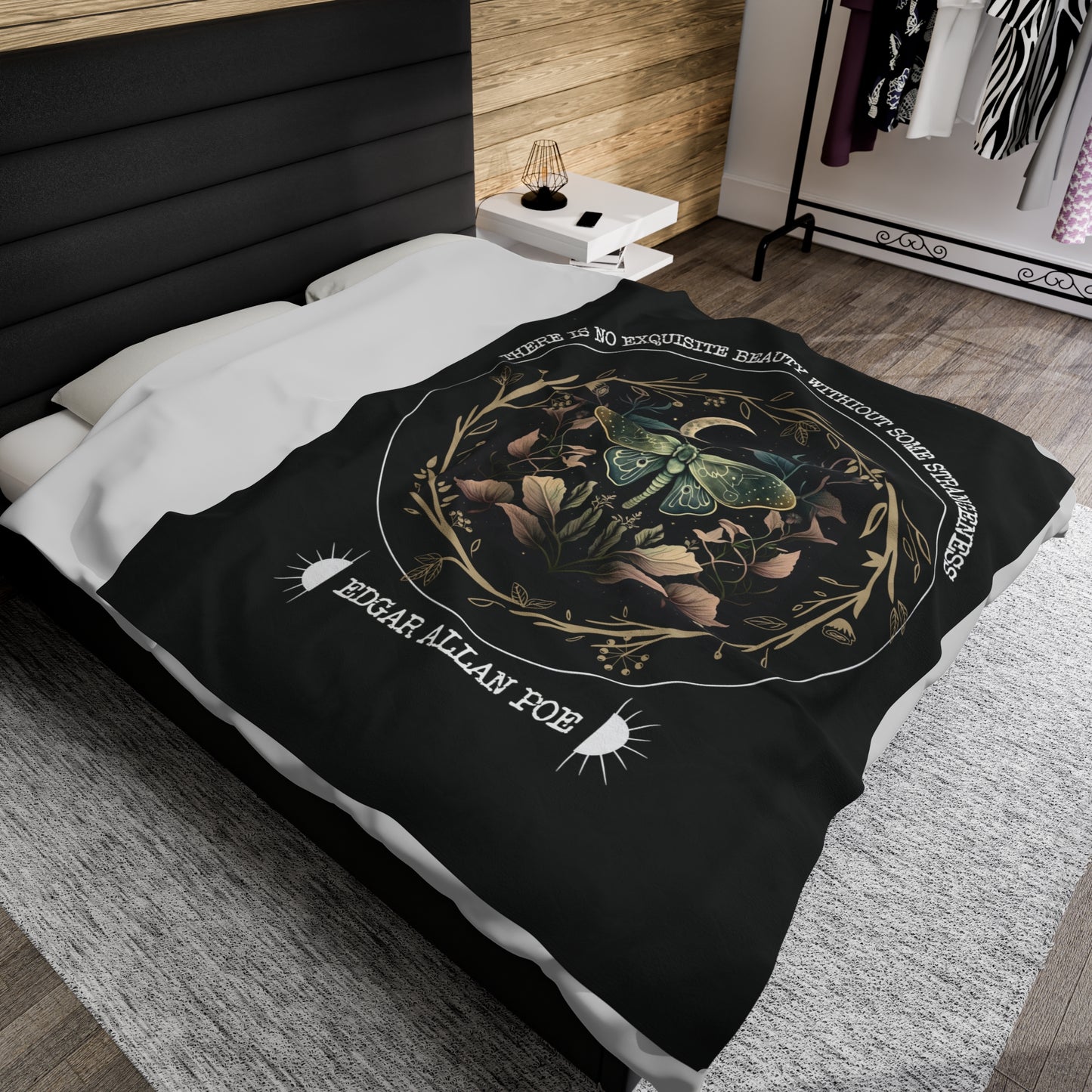 Edgar Allan Poe, Fairycore Nightgarden Throw Blanket, Book Lover Reading Blanket, Gothic Light, Dark Academia, Horror Movie Watching Blanket All Over Prints Printify