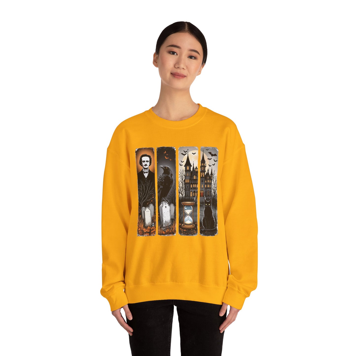 Edgar Allan Poe Sweatshirt The Raven Nevermore Gothic Horror Sweater Dark Academia Macabre Halloween Gift for Book Lovers Birthday Christmas