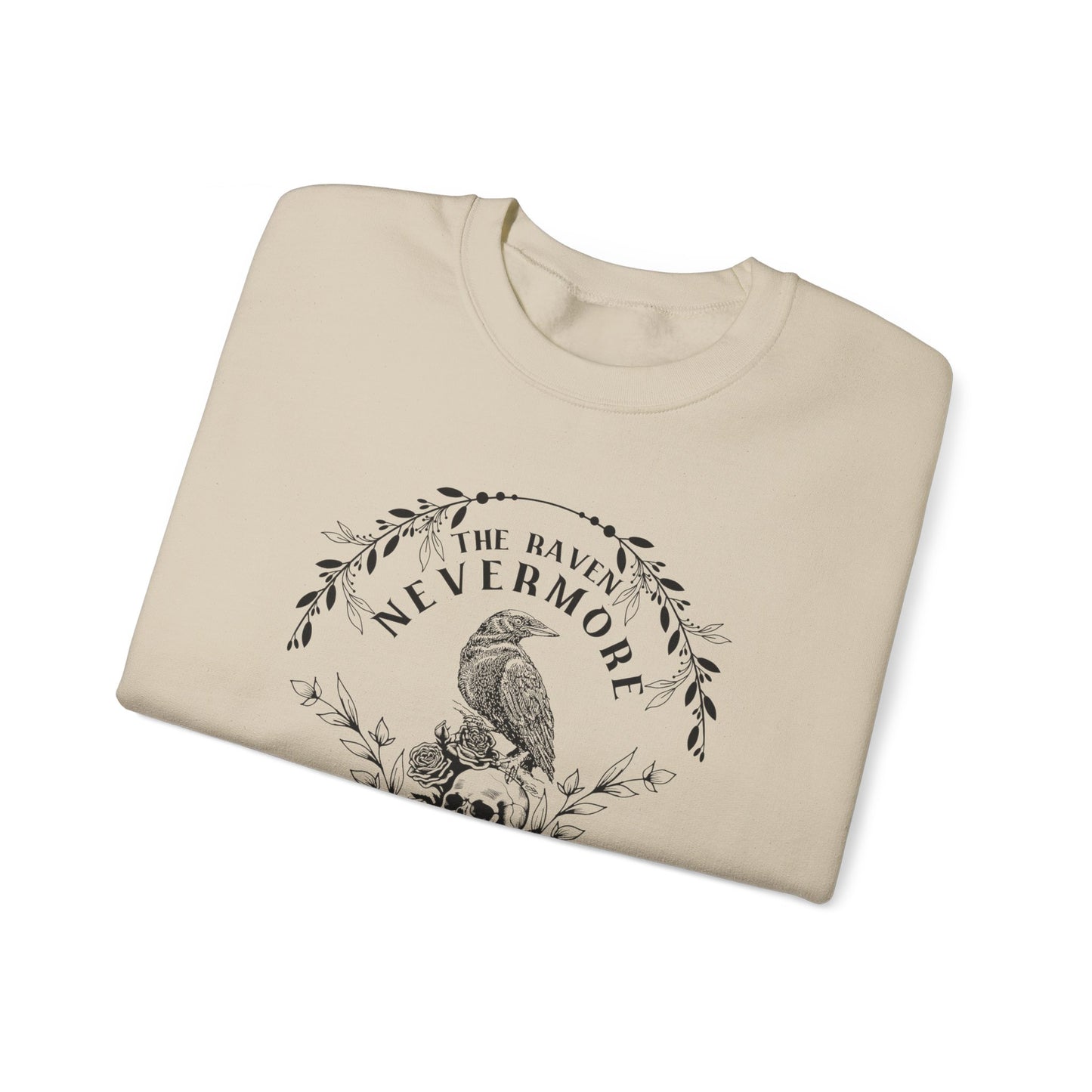 Edgar Allan Poe, Nevermore The Raven Sweatshirt, Book Lover, Halloween, Haunting Gothic Gift, Light, Dark Academia, Horror Movie Sweater Sweatshirt Printify