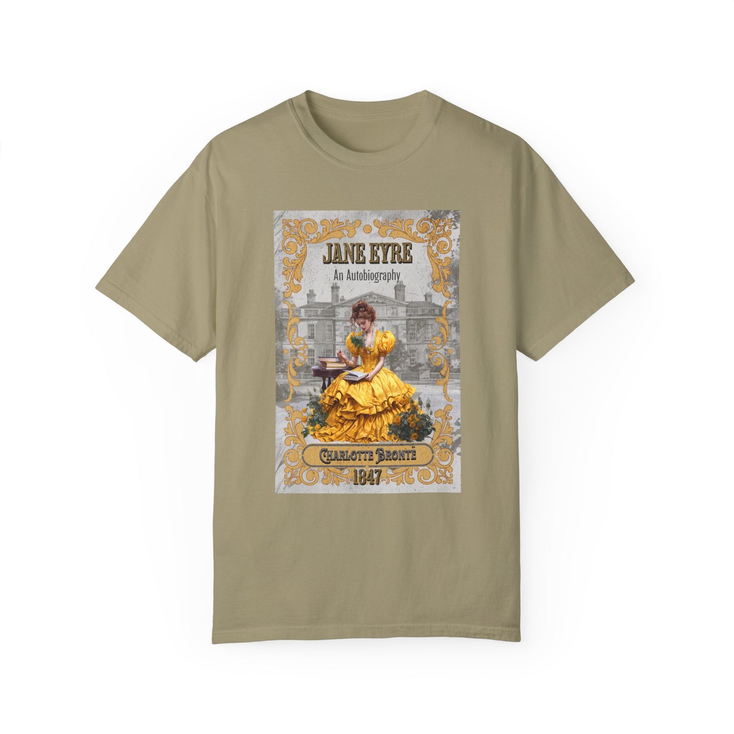 Jane Eyre T-shirt, Charlotte Brontë Historical Romance Comfort Colors Tee, Bookish Literary Brontë Sisters Fan Art Gift for Her, Bookclub T-Shirt Printify Khaki S