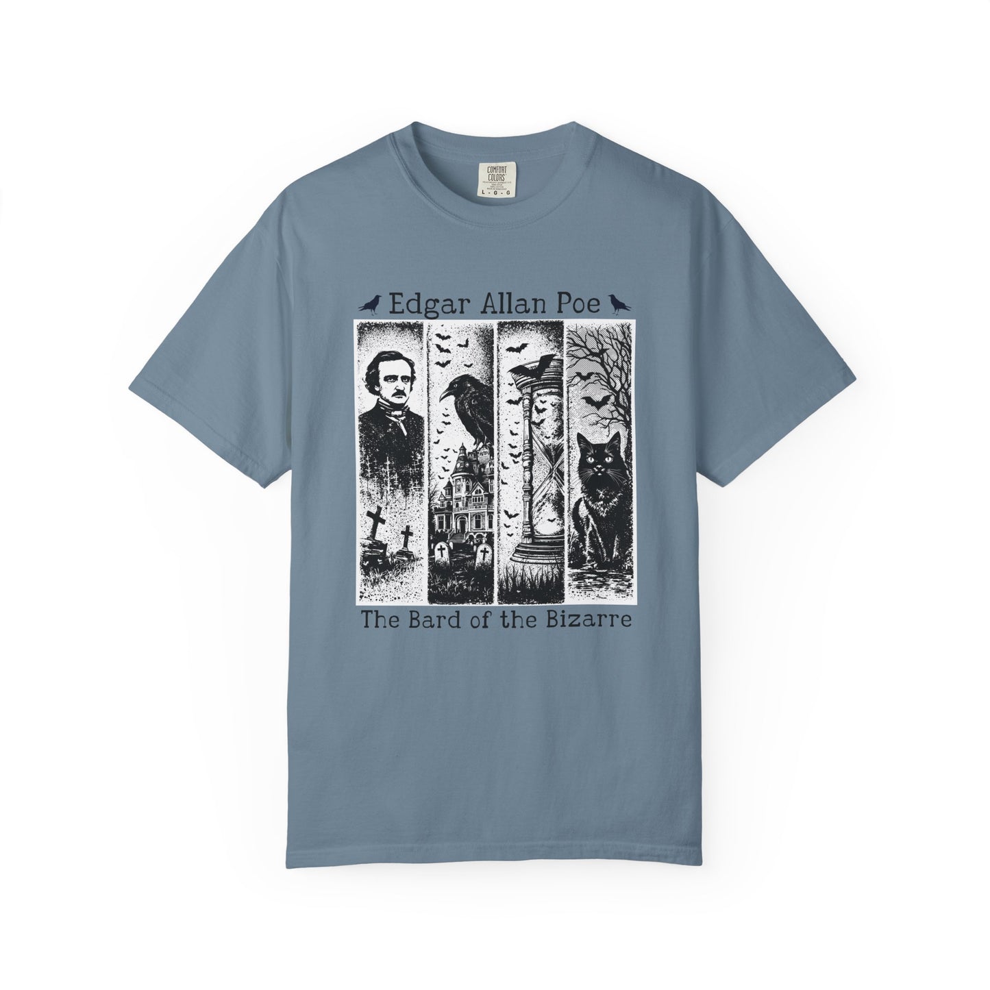 Edgar Allan Poe T-Shirt Gothic Graphic Tee The Raven Nevermore Quote Horror Literature Shirt Dark Academia Aesthetic Halloween Party Gift T-Shirt Printify Ice Blue S