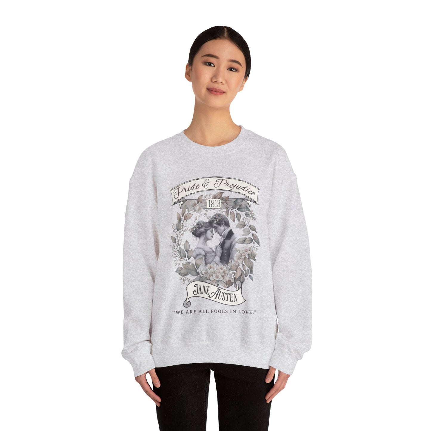 Jane Austen Sweatshirt, Pride & Prejudice Historical Romance Sweater, Bookish Literary Jane Austen Fan Art Gift, Gift for Her, Readers, Sweatshirt Printify