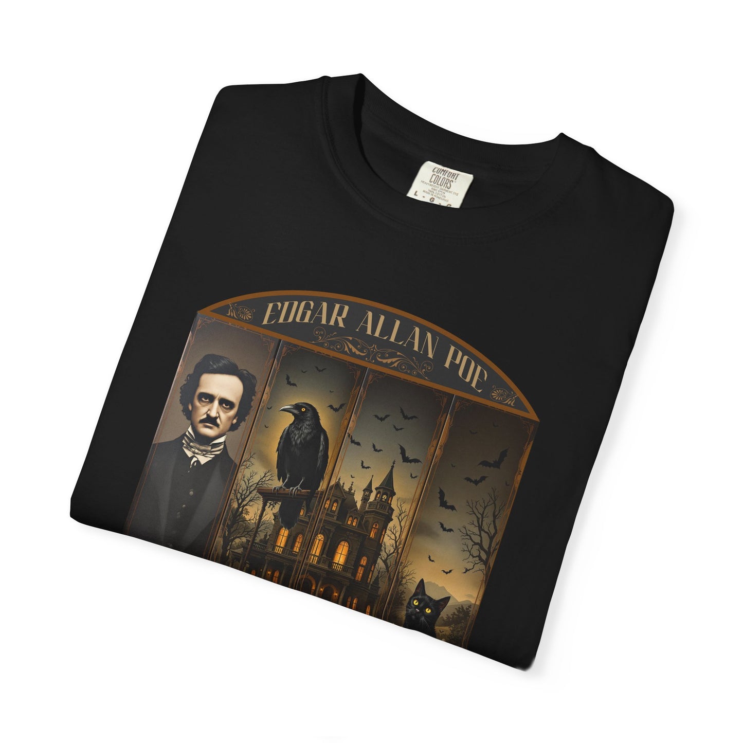 Edgar Allan Poe T-Shirt Gothic Graphic Tee The Raven Nevermore Quote Horror Literature Shirt Dark Academia Aesthetic Halloween Party Gift