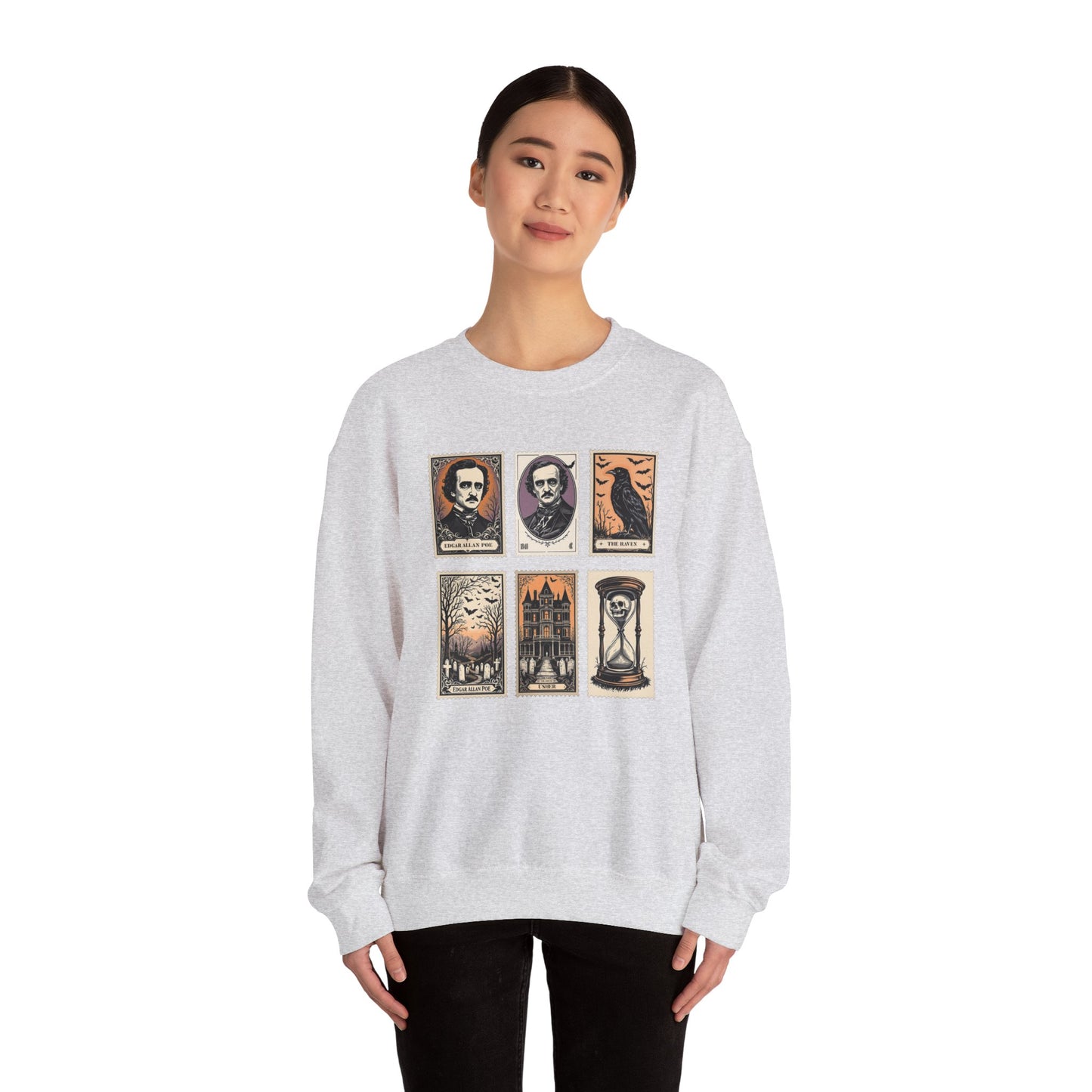 Edgar Allan Poe Sweatshirt The Raven Nevermore Gothic Horror Sweater Dark Academia Macabre Halloween Gift for Book Lovers Birthday Christmas Sweatshirt Printify