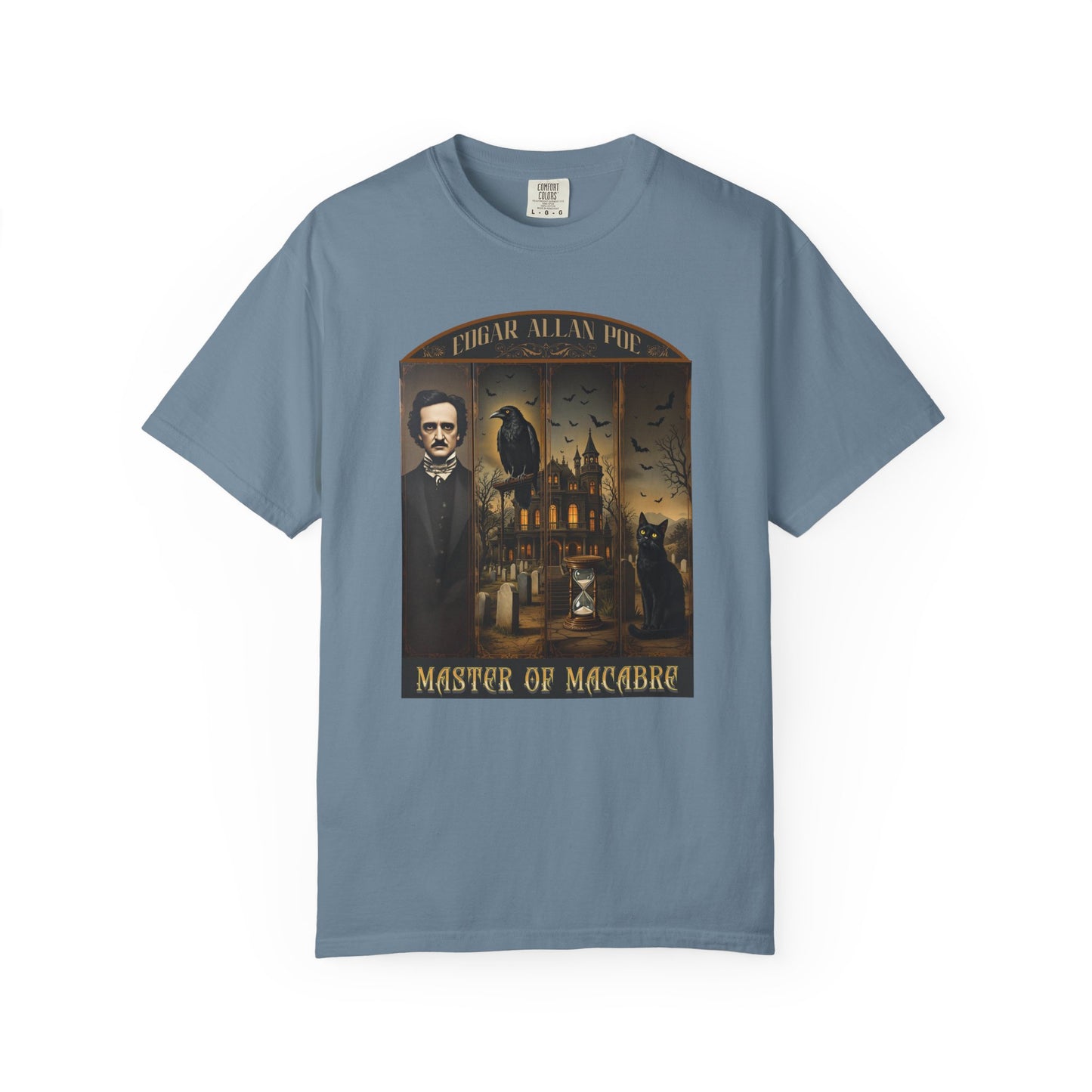 Edgar Allan Poe T-Shirt Gothic Graphic Tee The Raven Nevermore Quote Horror Literature Shirt Dark Academia Aesthetic Halloween Party Gift T-Shirt Printify Ice Blue S