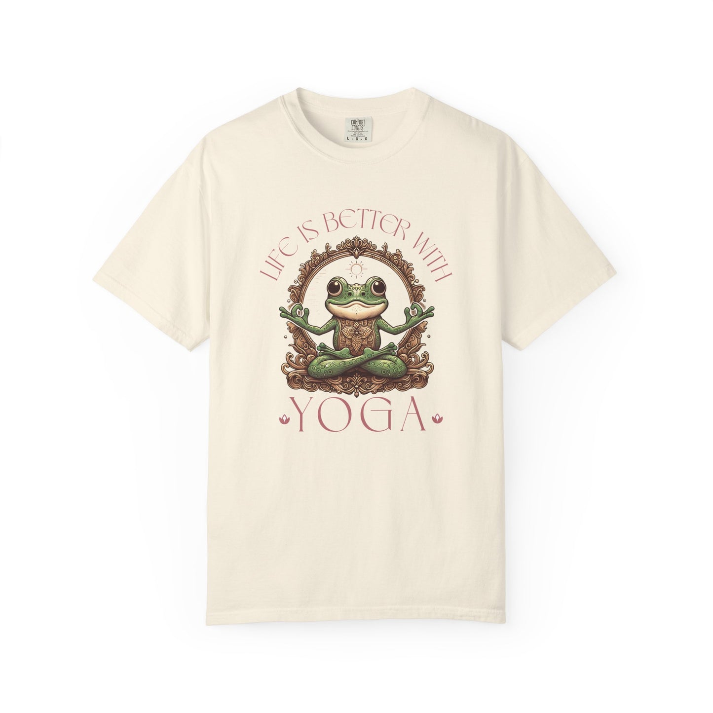 Yoga Frog Life Is Better With Yoga Unisex T-Shirt, Casual Wear, Highlander Fan Gift, T-Shirt Printify Ivory S