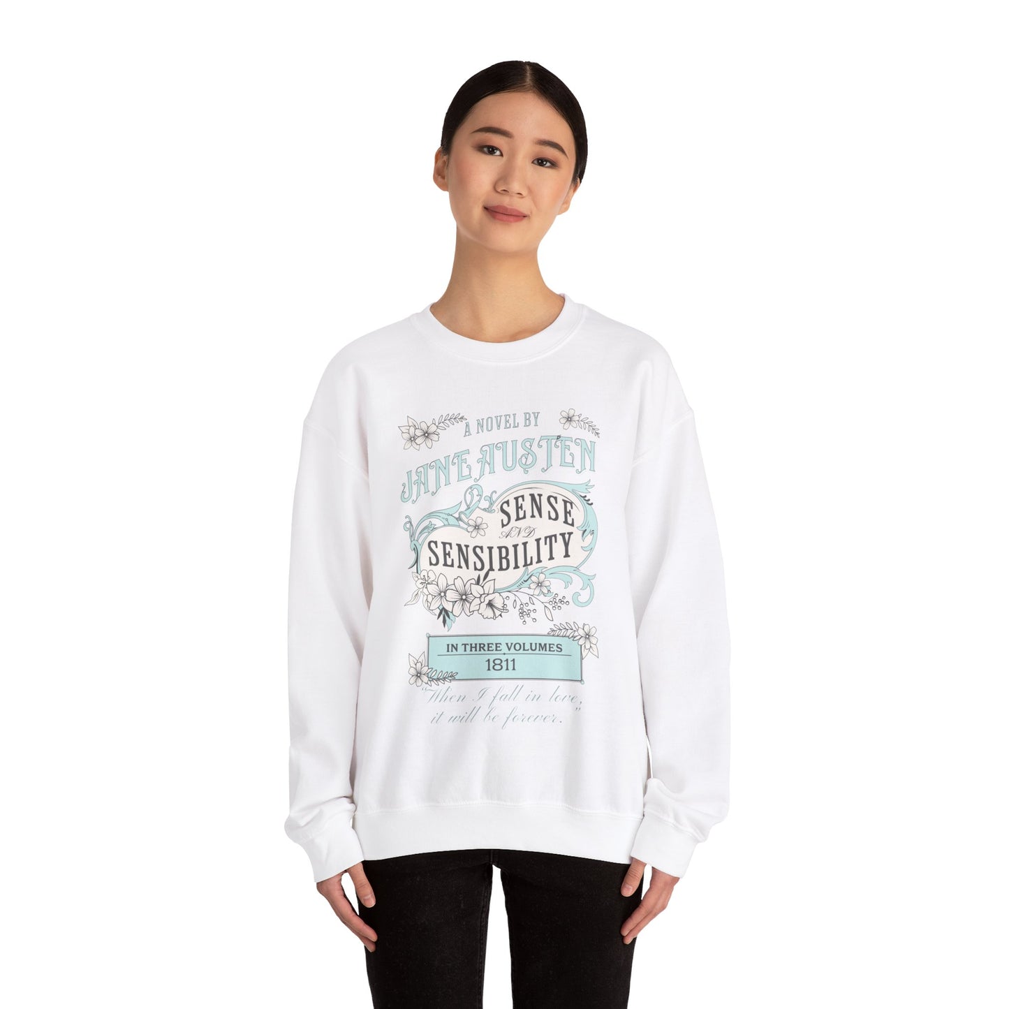 Jane Austen Sweatshirt, Sense & Sensibility Historical Romance Sweater, Bookish Literary Jane Austen Fan Art Gift, Gift for Her, Readers, Sweatshirt Printify
