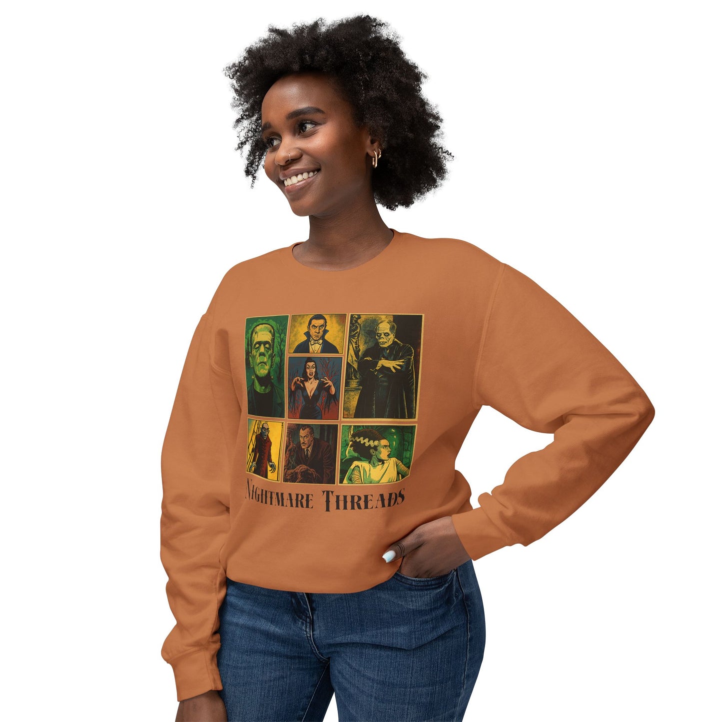 Spooky Vintage Crewneck Sweatshirt - Nightmare Threads, Halloween Apparel, Horror Movie Sweatshirt, Unisex Fashion, Cozy Fall Style Sweatshirt Printify Yam S