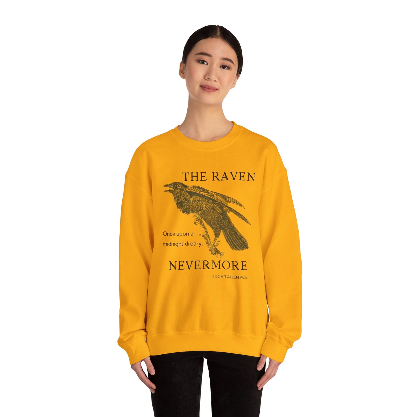Halloween Vintage The Raven Sweatshirt, Spooky Season Sweater, Trick or Treating Shirt, Halloween Party, Edgar Allen Poe, Nevermore, Gothic Sweatshirt Printify