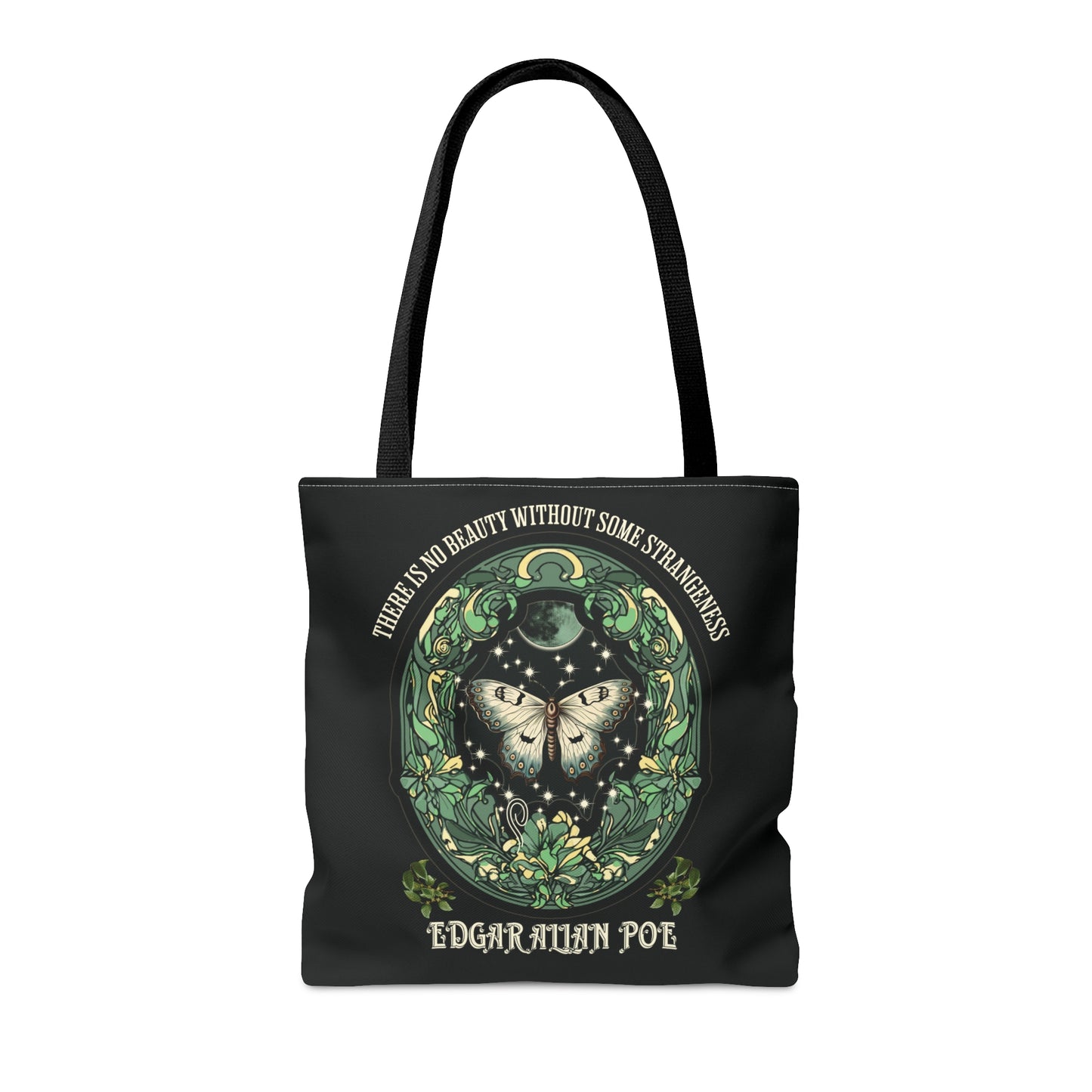 Edgar Allan Poe Tote Bag, Night Garden Botanical Shoulder Bag, Book, Library, Grocery, Travel Bag, Dark Academia, Bookish, Bookclub Gift, Bags Printify