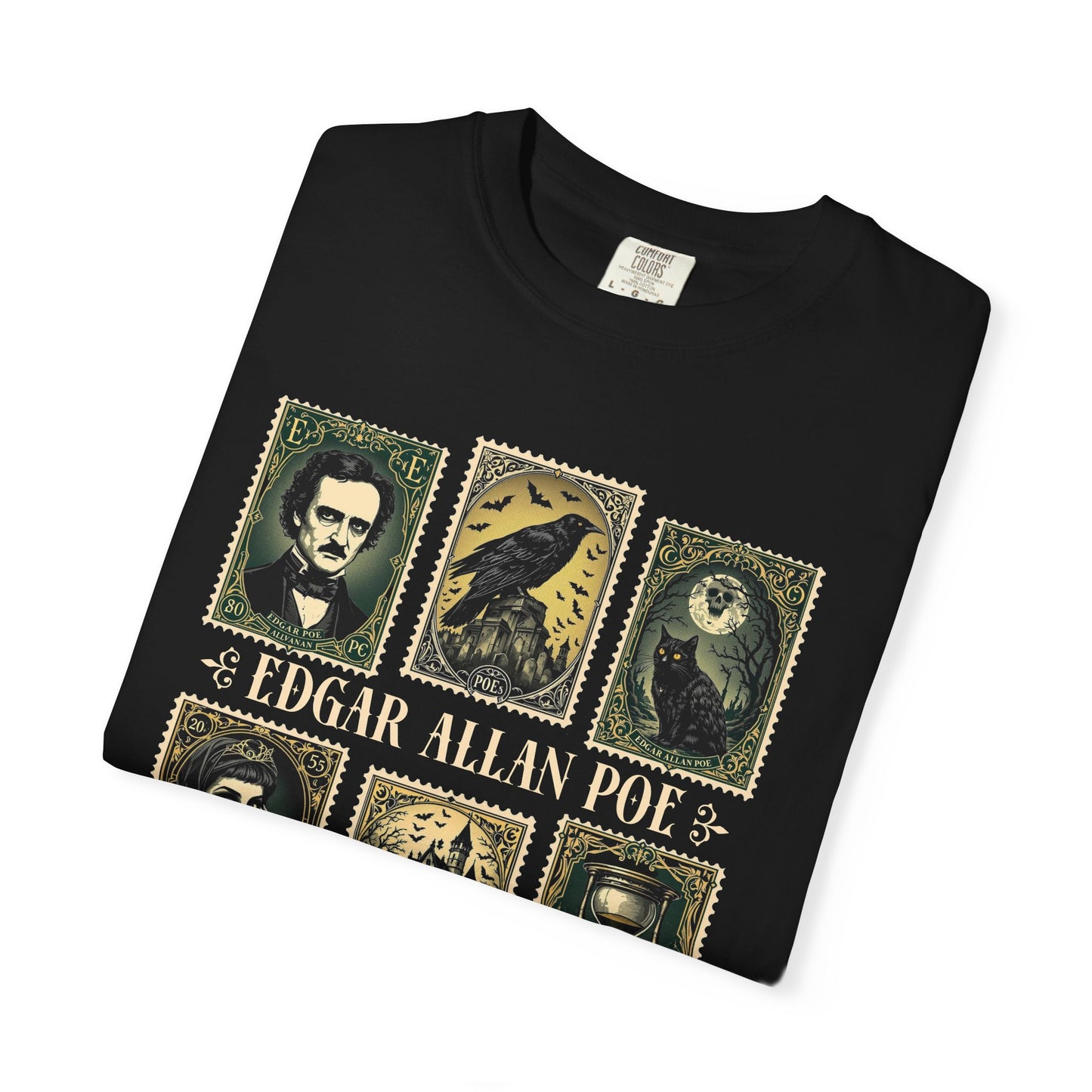 Edgar Allan Poe T-Shirt Gothic Graphic Tee The Raven Nevermore Quote Horror Literature Shirt Dark Academia Aesthetic Halloween Party Gift