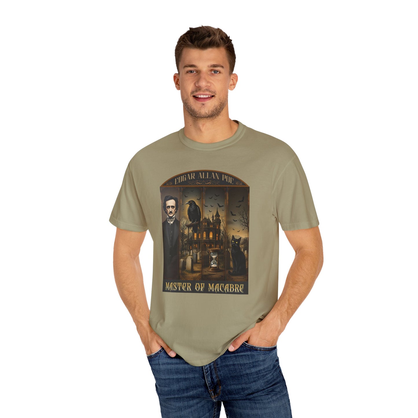 Edgar Allan Poe T-Shirt Gothic Graphic Tee The Raven Nevermore Quote Horror Literature Shirt Dark Academia Aesthetic Halloween Party Gift
