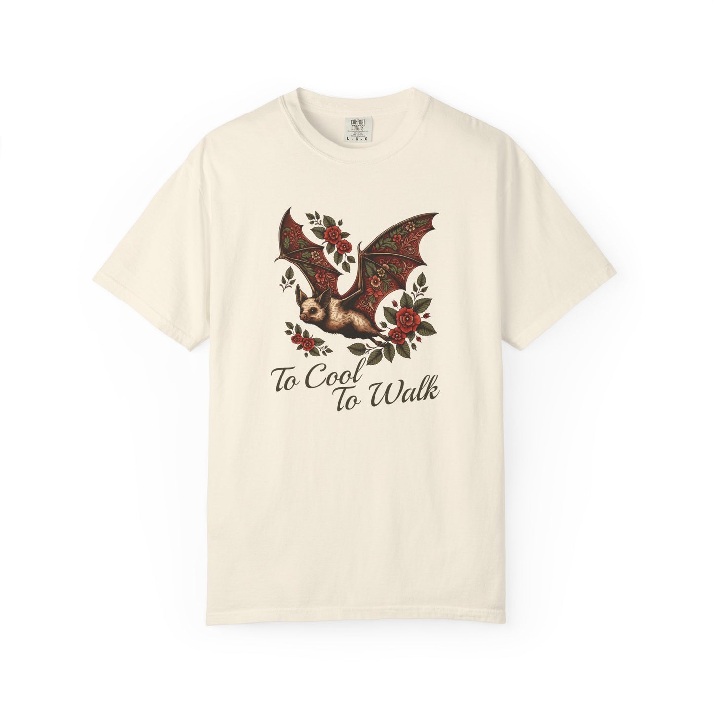 Bat Retro Goth TShirt Vintage Grunge Style Bat Shirt For Halloween Party Spooky Vibes Witchy Dark Academia Comfort Colors Oversized Shirt T-Shirt Printify Ivory S