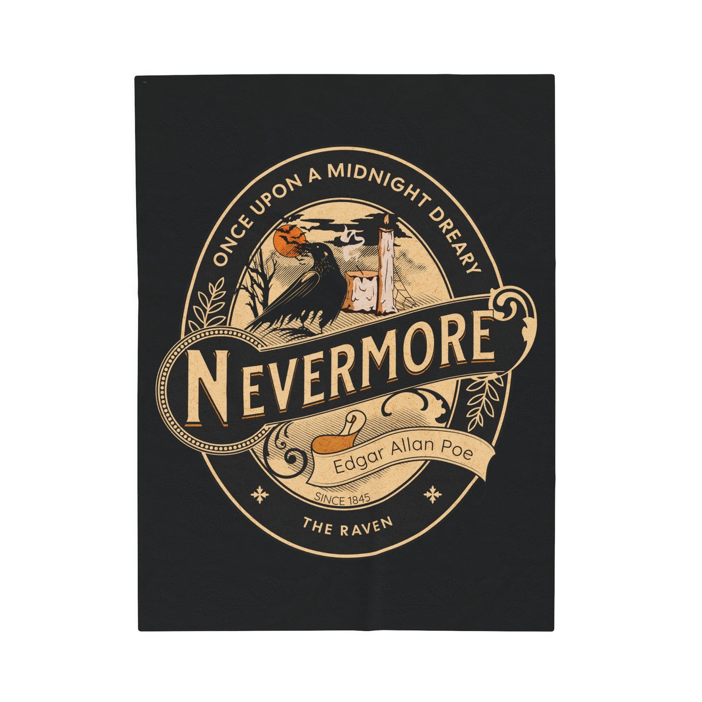 Edgar Allan Poe, Nevermore The Raven Throw Blanket, Book Lover Reading Soft Blanket, Gothic Dark Academia, Horror Movie Watching Plush Throw All Over Prints Printify 30" × 40"