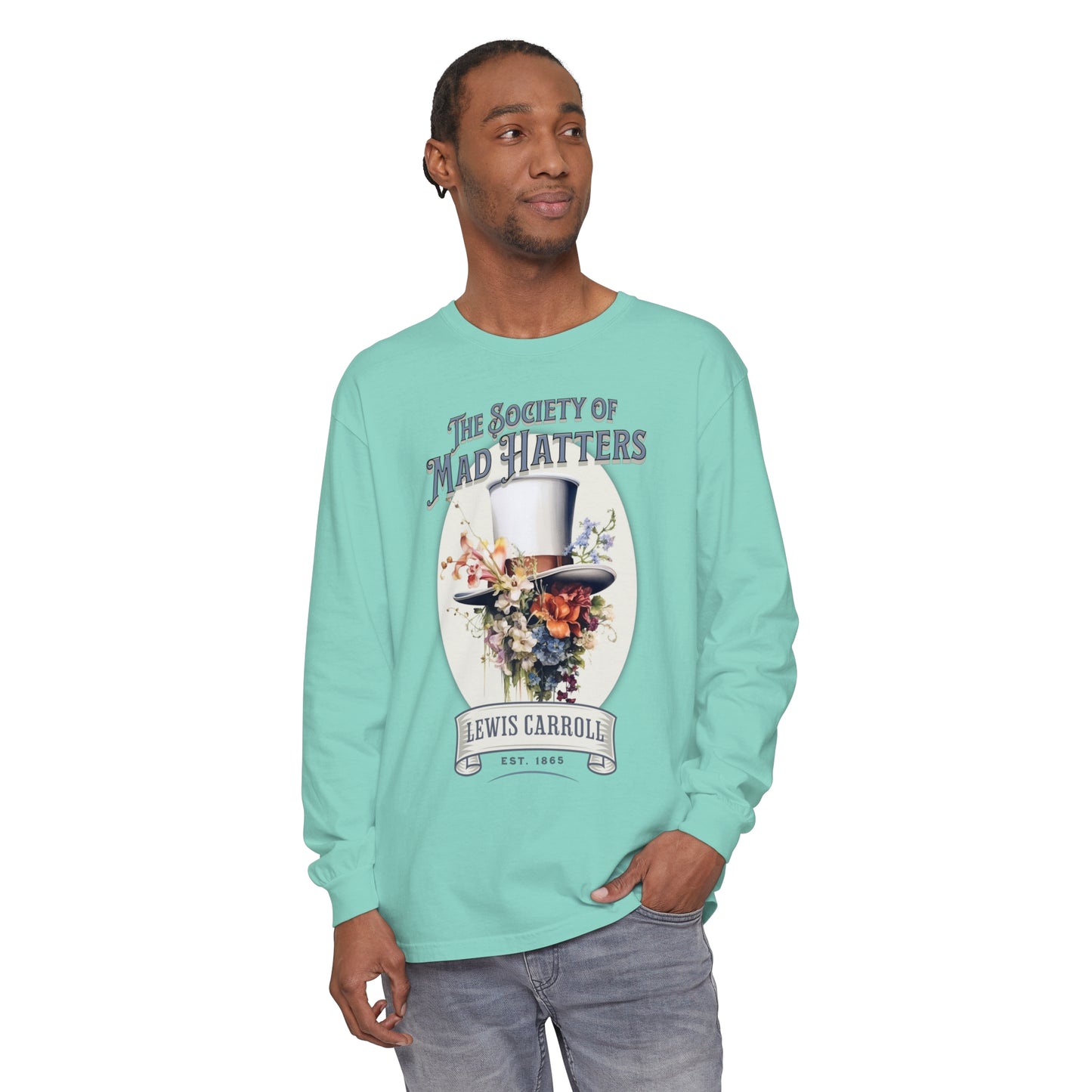 Alice in Wonderland Long Sleeve Shirt, Vintage Lewis Carroll The Mad Hatter TShirt, Tea Party, Queen of Hearts Bookish Booktok Academia Gift Long-sleeve Printify