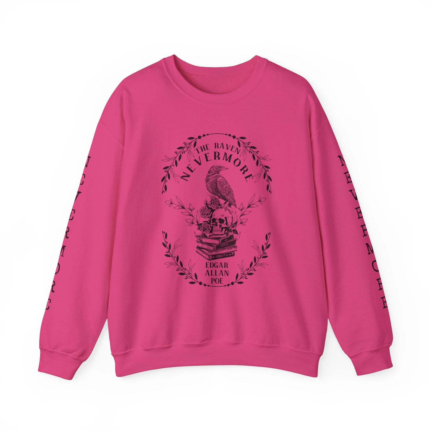 Edgar Allan Poe, Nevermore The Raven Sweatshirt, Book Lover, Halloween, Haunting Gothic Gift, Light, Dark Academia, Horror Movie Sweater Sweatshirt Printify S Heliconia