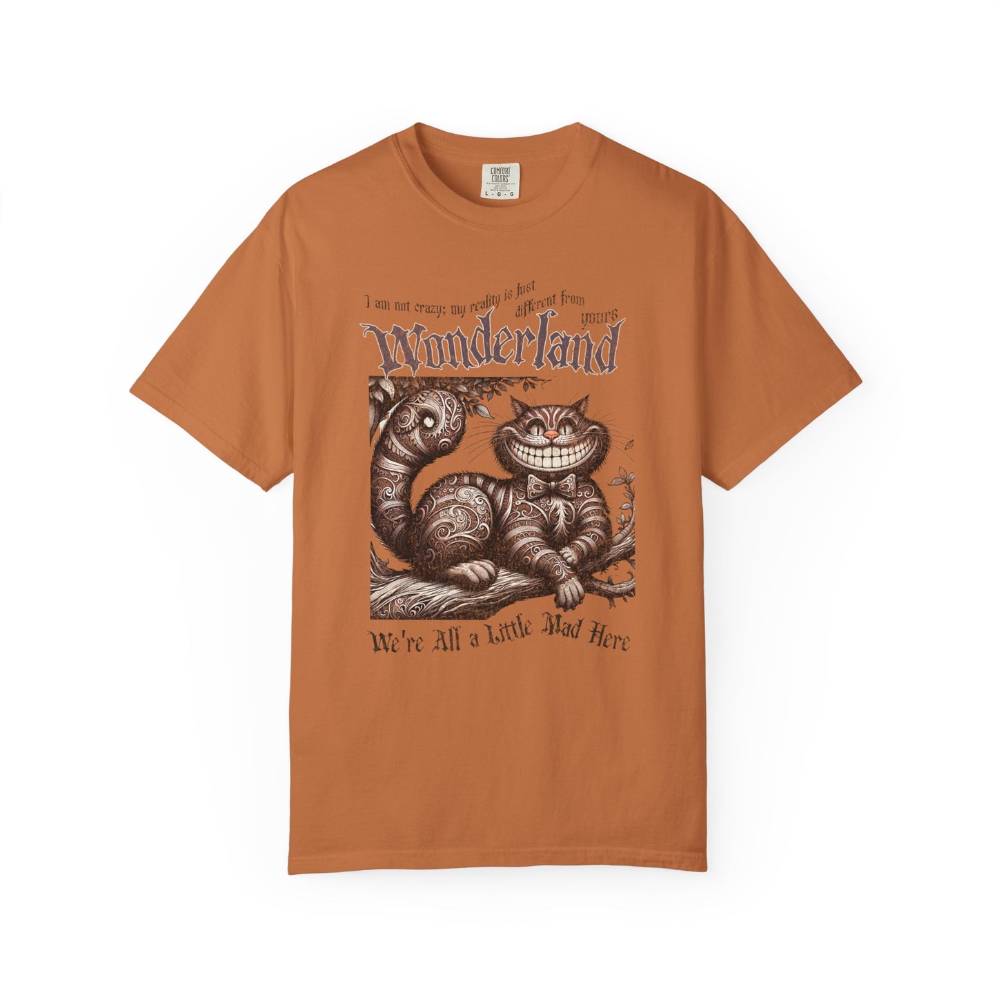 Cheshire Cat Alice in Wonderland TShirt Comfort Colors Oversized T-Shirt Dark Academia Mad Hatter Tea Party Bookish Book Lover Booktok Gift T-Shirt Printify Yam S