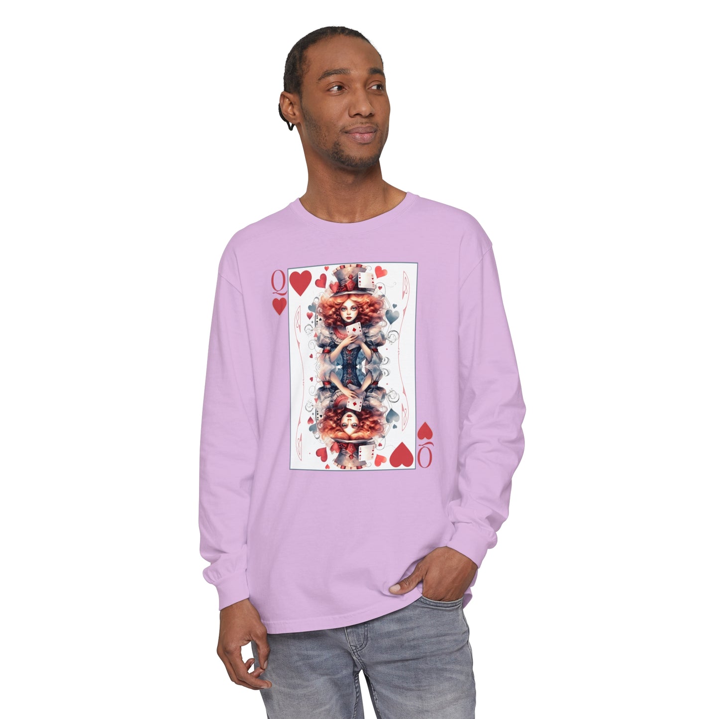 Queen of Hearts Long Sleeve Shirt Alice In Wonderland Lewis Carroll Whimsigoth Academia TShirt Mad Hatter Tea Party Tee Bookish Booktok Gift Long-sleeve Printify