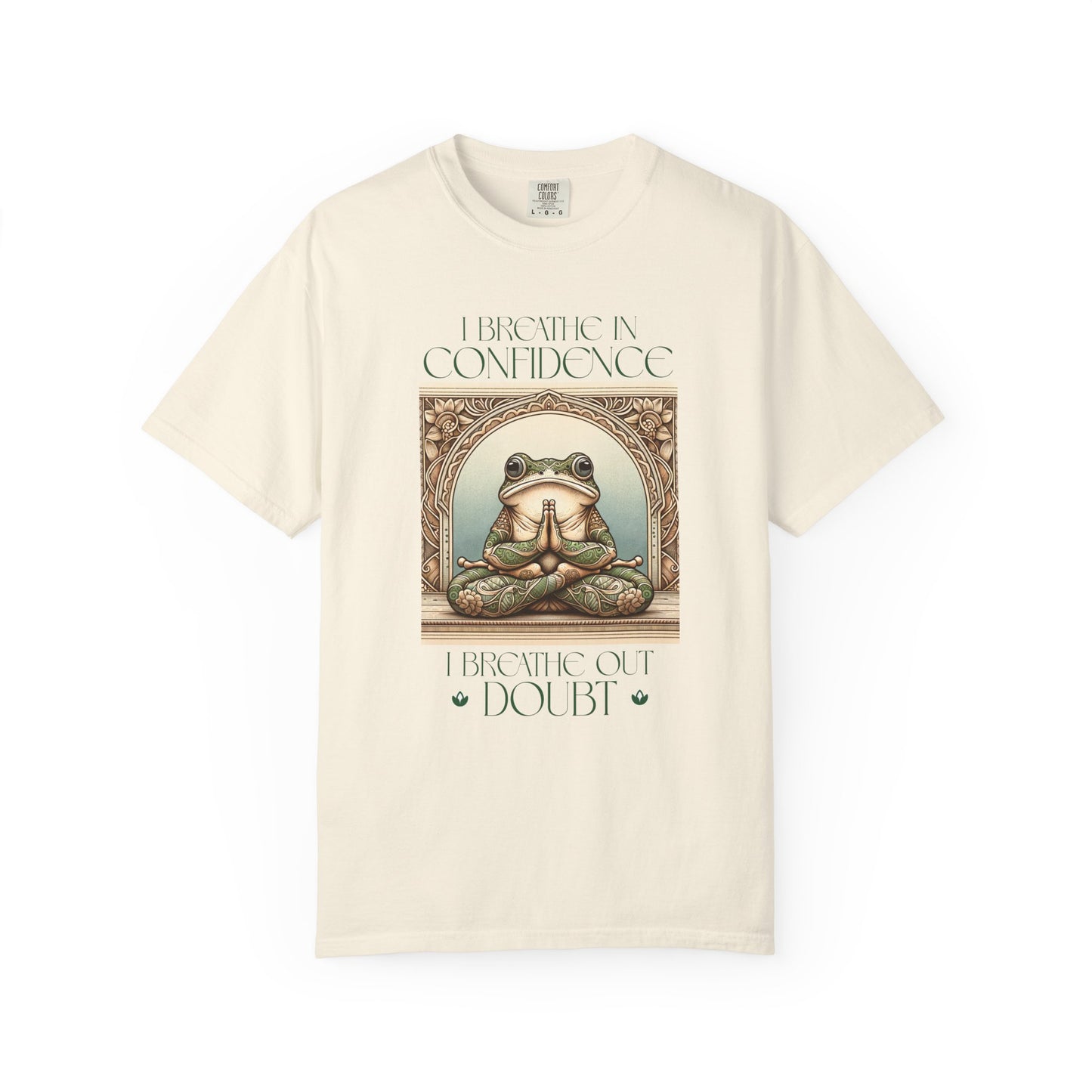 Yoga Frog Breath in Confidence Green Unisex T-Shirt, Casual Wear, Highlander Fan Gift, Comfortable Graphic Tee T-Shirt Printify Ivory S