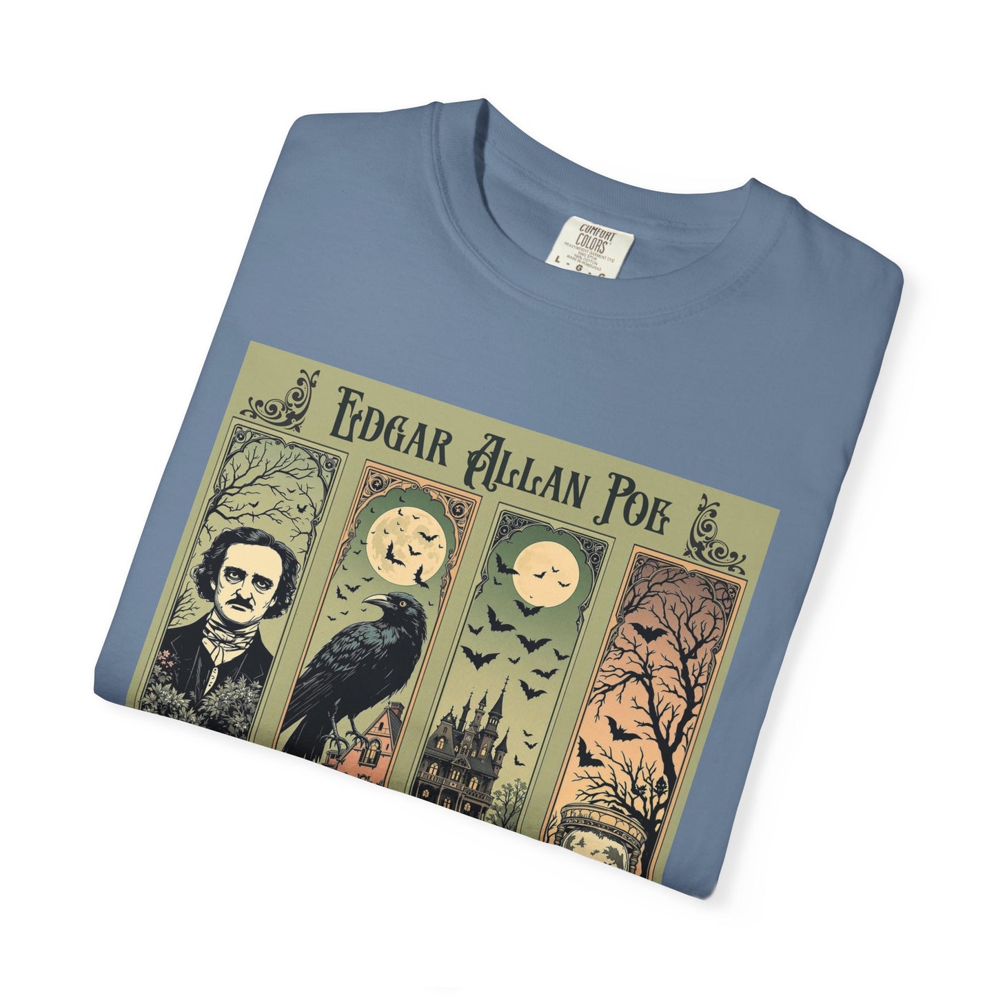 Edgar Allan Poe T-Shirt Gothic Graphic Tee The Raven Nevermore Quote Horror Literature Shirt Dark Academia Aesthetic Halloween Party Gift
