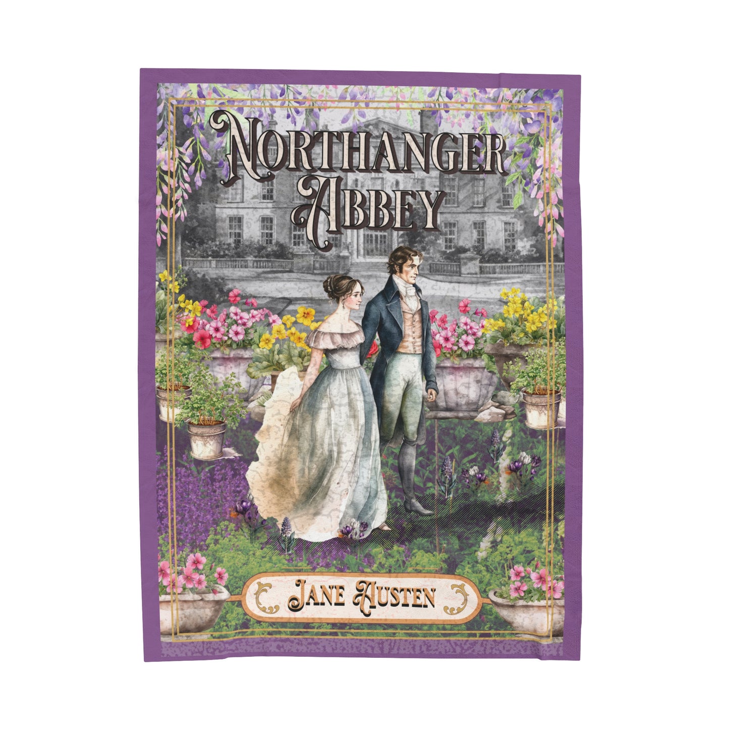 Jane Austen Plush Throw Blanket, Northanger Abbey Historical Romance Gift, Bookish Literary Jane Austen Fan Art Gift, Gift for Her, Bookclub All Over Prints Printify 60" × 80"