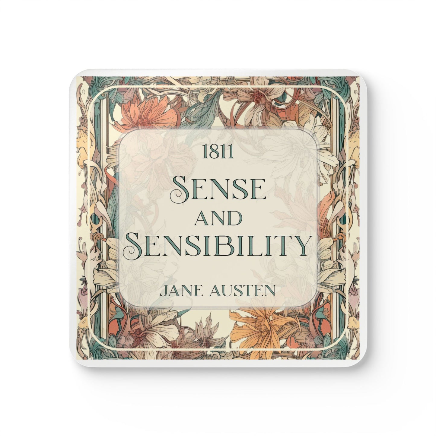Jane Austen Coffee Mug Coasters, Pride & Prejudice Historical Romance Home Decor, Bookish Bookclub Literary Set of 4 Fan Art Gifts for Her, Home Decor Printify