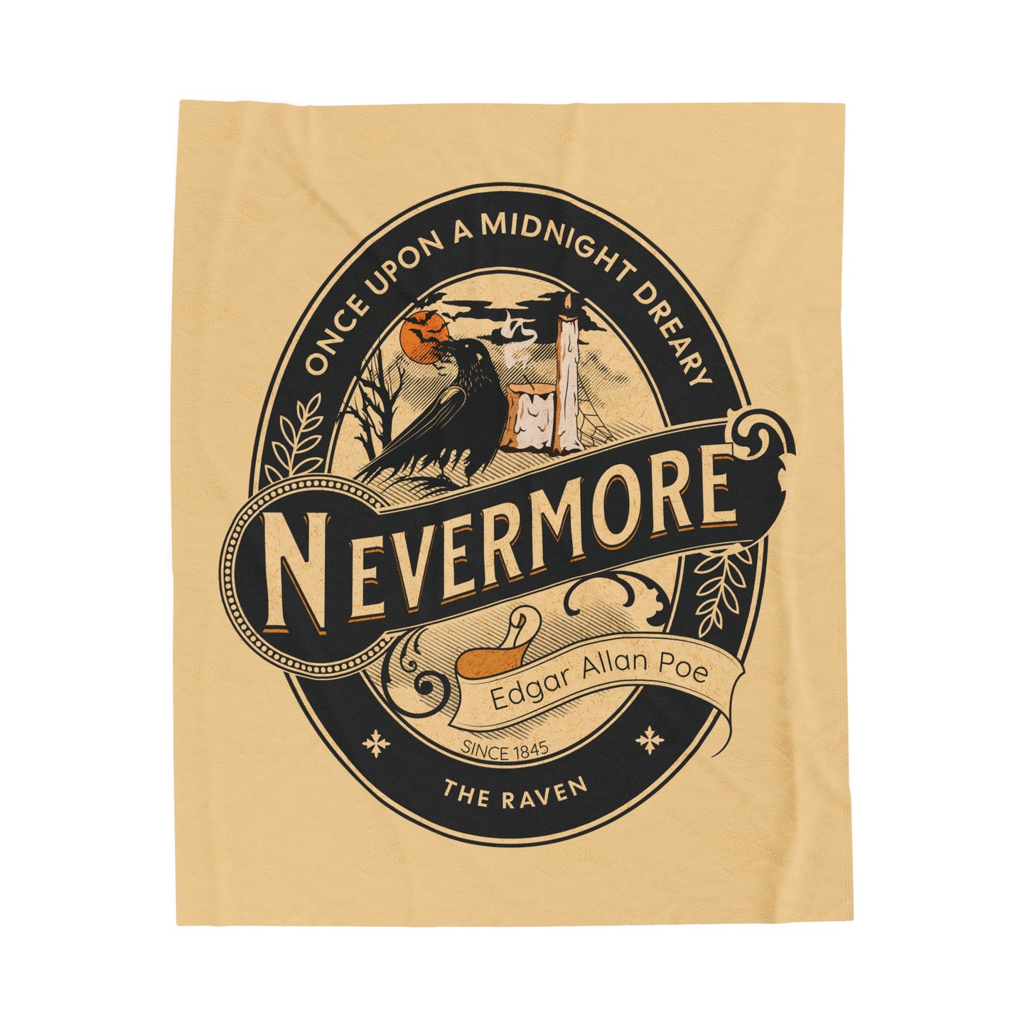 Edgar Allan Poe, Nevermore The Raven Throw Blanket, Book Lover Reading Soft Blanket, Gothic Dark Academia, Horror Movie Watching Plush Throw All Over Prints Printify 50" × 60"