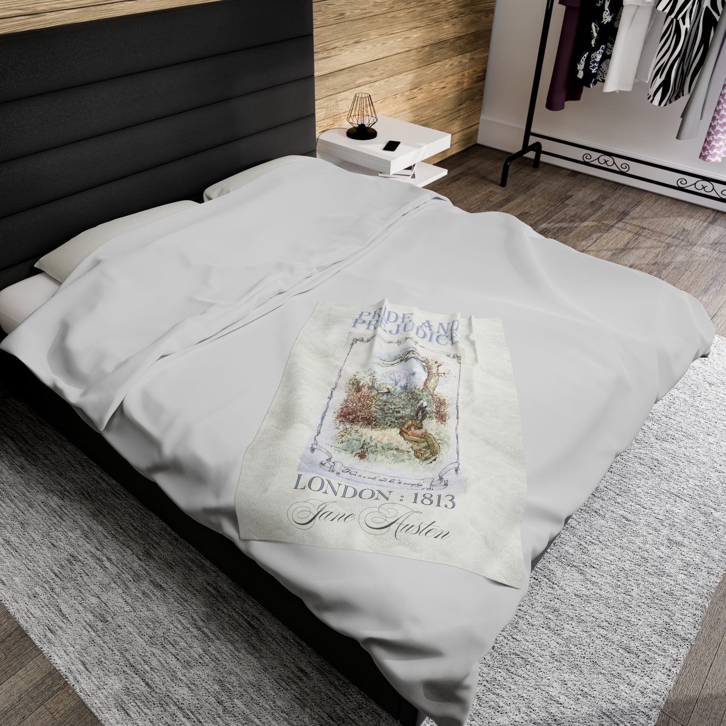 Jane Austen Plush Throw Blanket, Pride And Prejudice Historical Romance Gift, Bookish Literary Jane Austen Fan Art, Gift for Her, Bookclub All Over Prints Printify