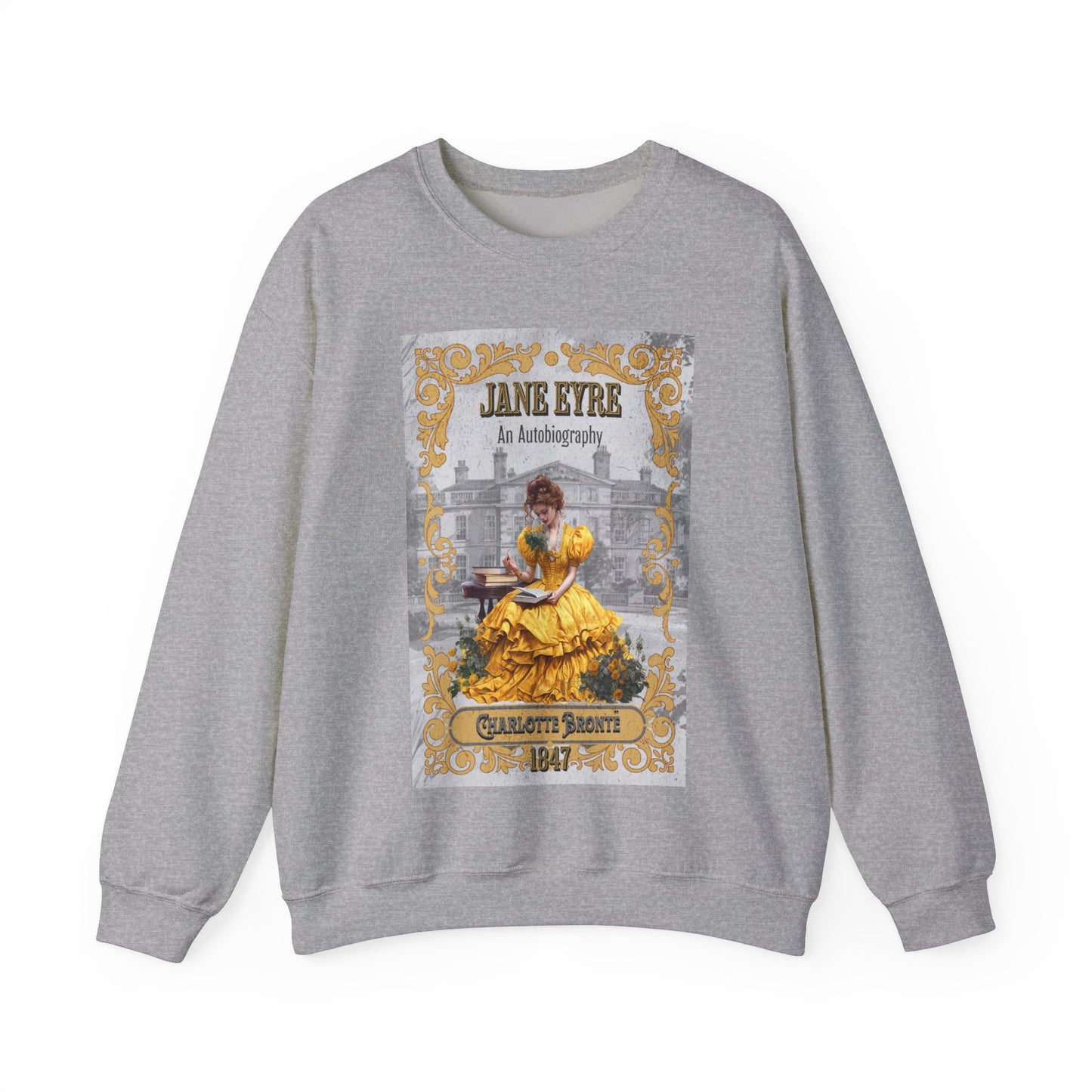 Jane Eyre Sweatshirt, Charlotte Brontë Historical Romance Sweater, Bookish Literary Brontë Sisters Fan Art Gift, Gift for Her, Readers, Sweatshirt Printify S Sport Grey