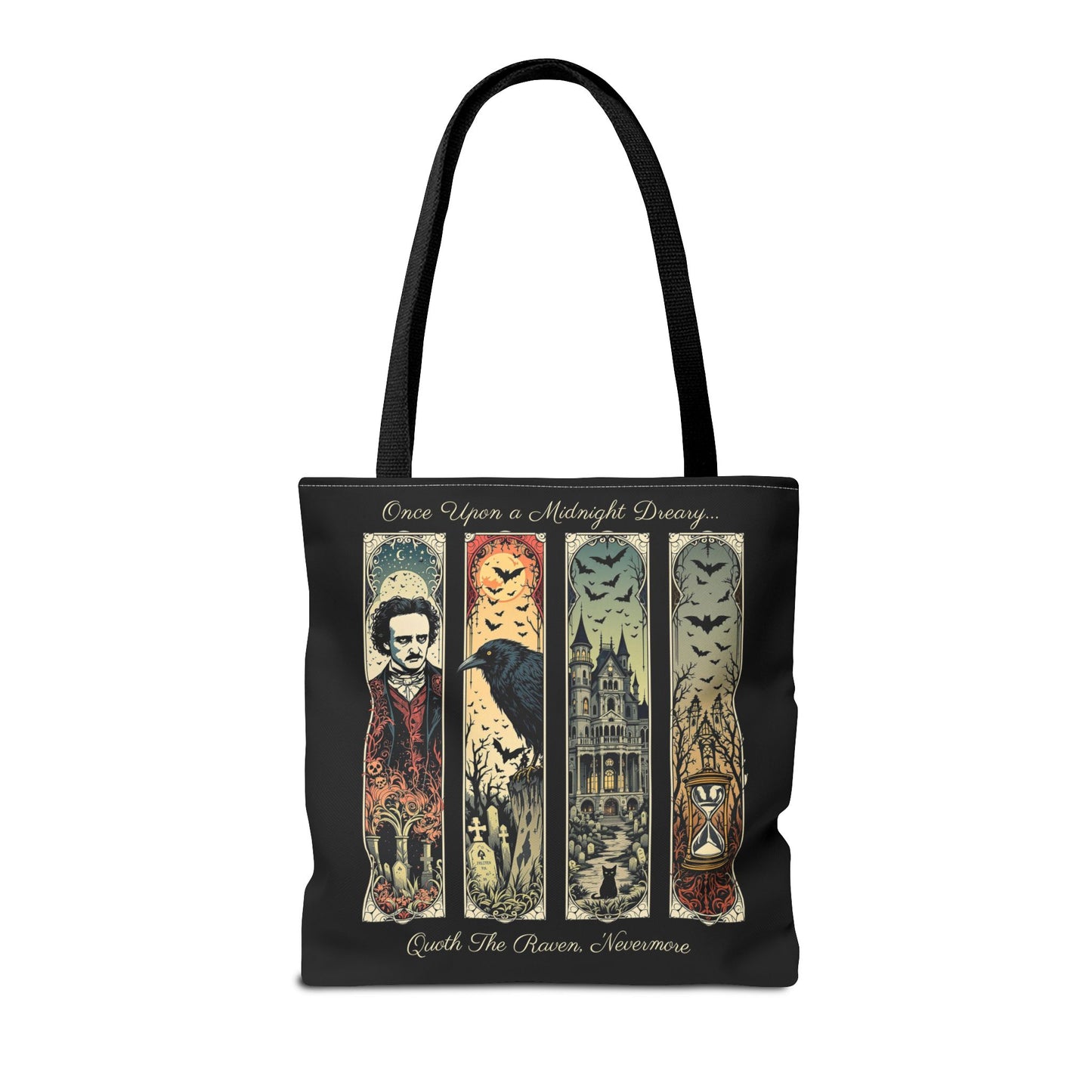 Edgar Allan Poe Tote Bag Gothic Literary Gift for Book Lover Dark Academia Macabre Accessory Halloween Tote Fall School Bag for Poetember Bags Printify