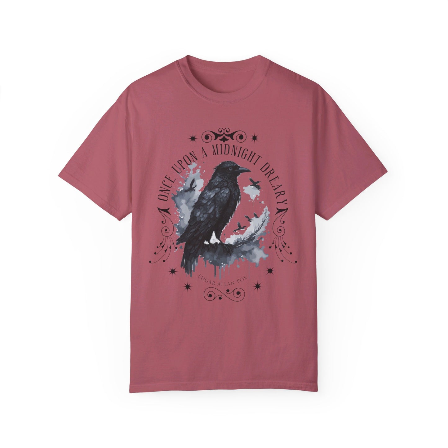 Edgar Allan Poe Shirt, The Raven Nevermore Poet, Poetry Lover Tee, Book, Reading Lover Shirt, Gothic, Light Academia Gifts, Comfort Colours T-Shirt Printify Crimson S