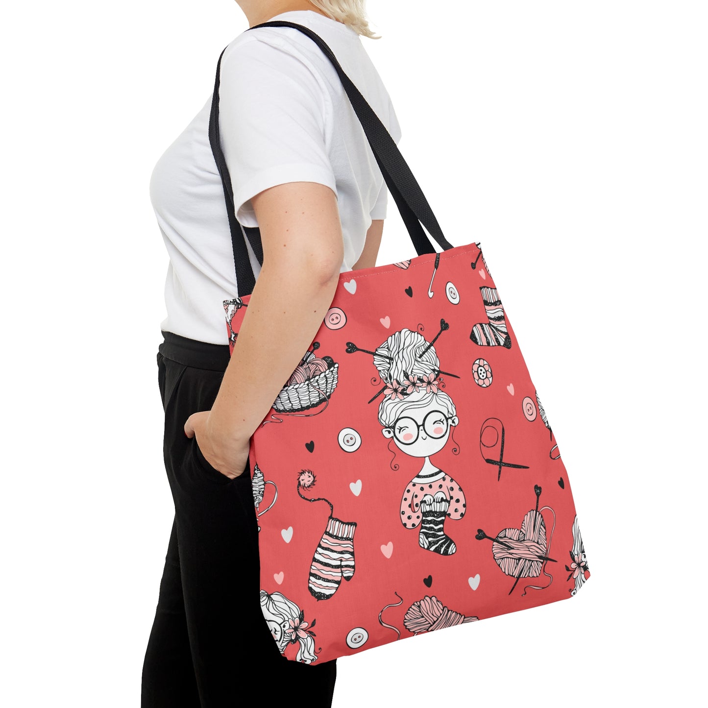 Craft, Crochet or Knitting Tote Bag, Yarn Storage Shoulder Bags, Gift for Knitter, Crafter, Grocery Shopping, School, Resusable, Travel Bag Bags Printify