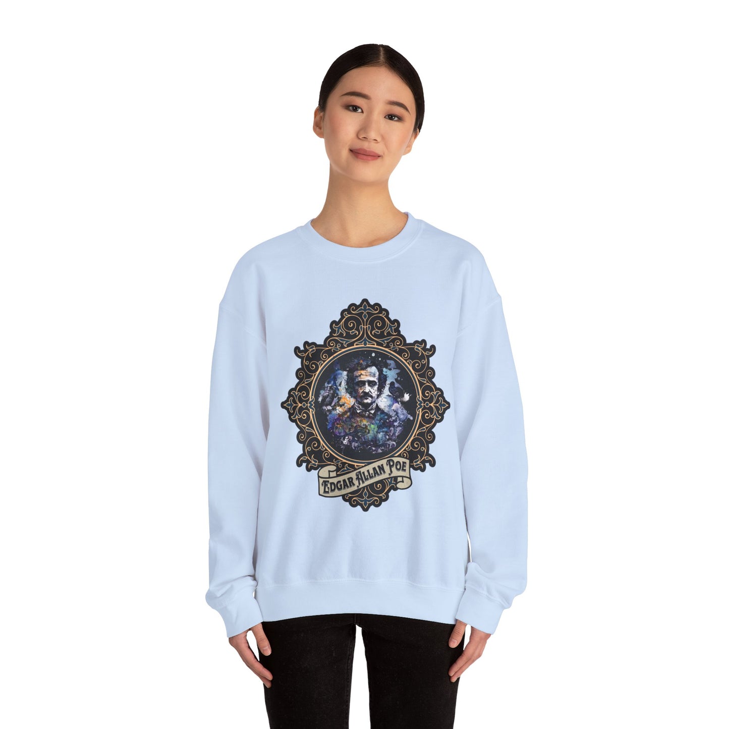 Edgar Allan Poe, Poet, Poetry Lover Sweatshirt, Book Lover, Halloween, Haunting Gothic Gift, Light, Dark Academia, Horror Movie Sweater Sweatshirt Printify