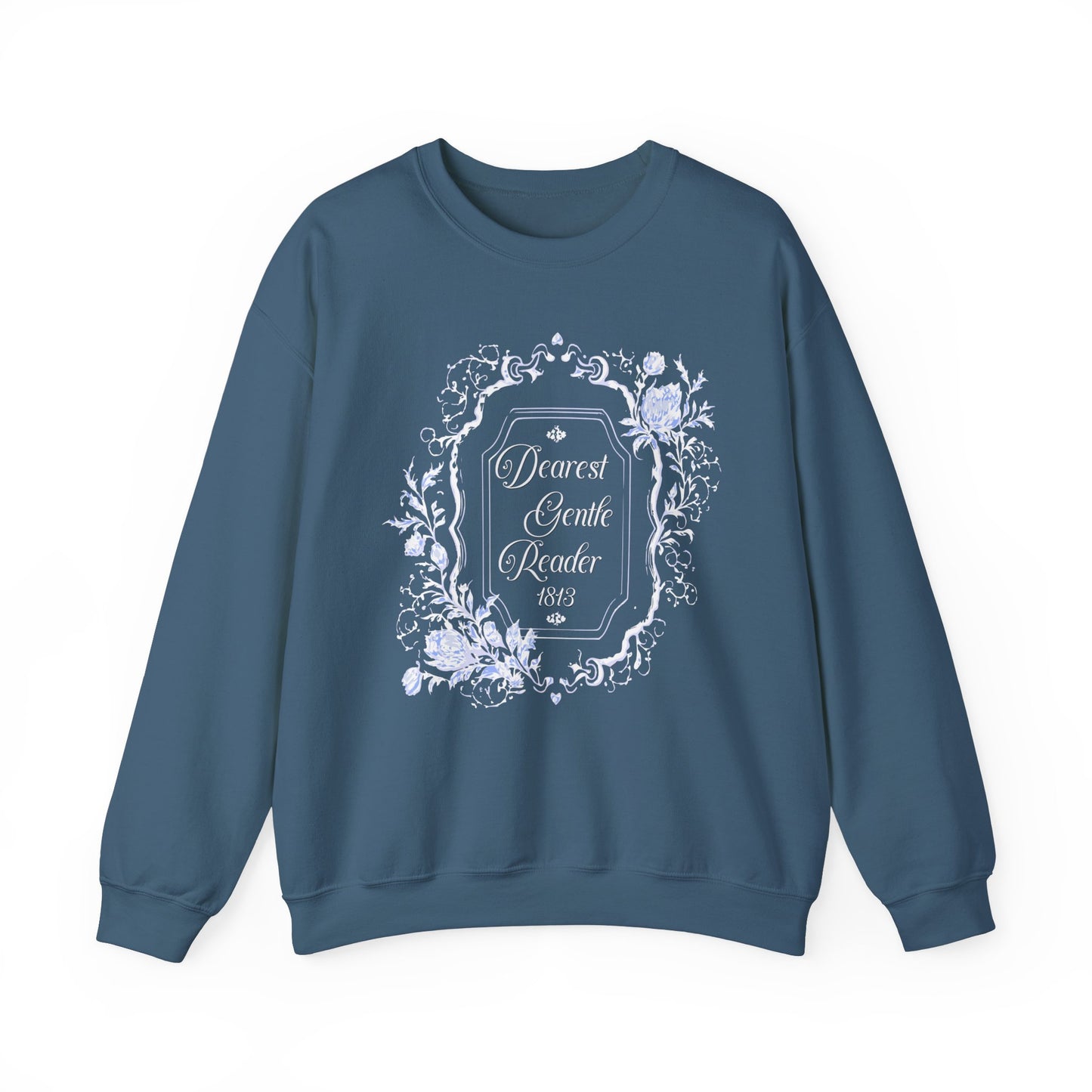 Dearest Gentle Reader Sweatshirt Regency England Ton Society Papers Gift For Historical Romance Fan Drama Romance Reader Gift Bookclub Gift Sweatshirt Printify S Indigo Blue
