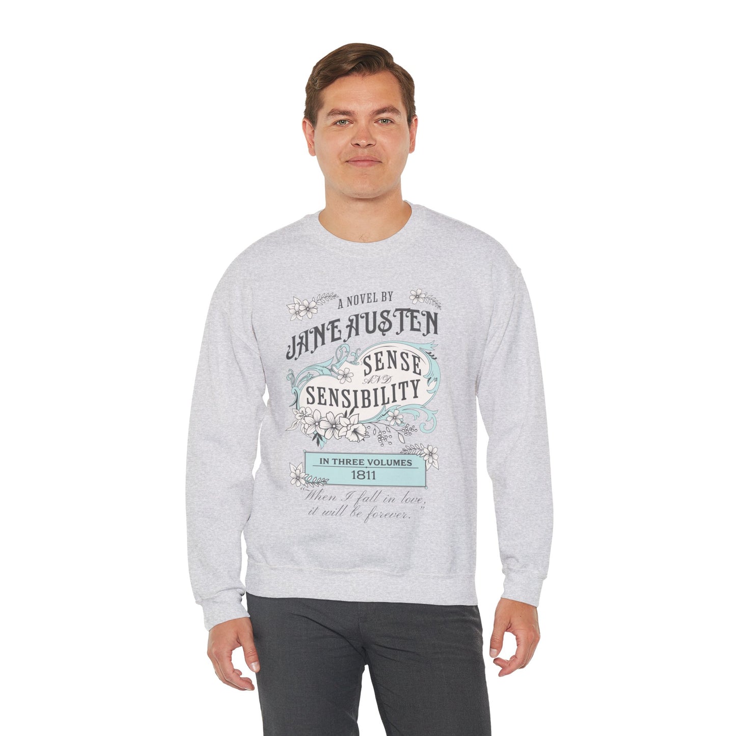 Jane Austen Sweatshirt, Sense & Sensibility Historical Romance Sweater, Bookish Literary Jane Austen Fan Art Gift, Gift for Her, Readers, Sweatshirt Printify