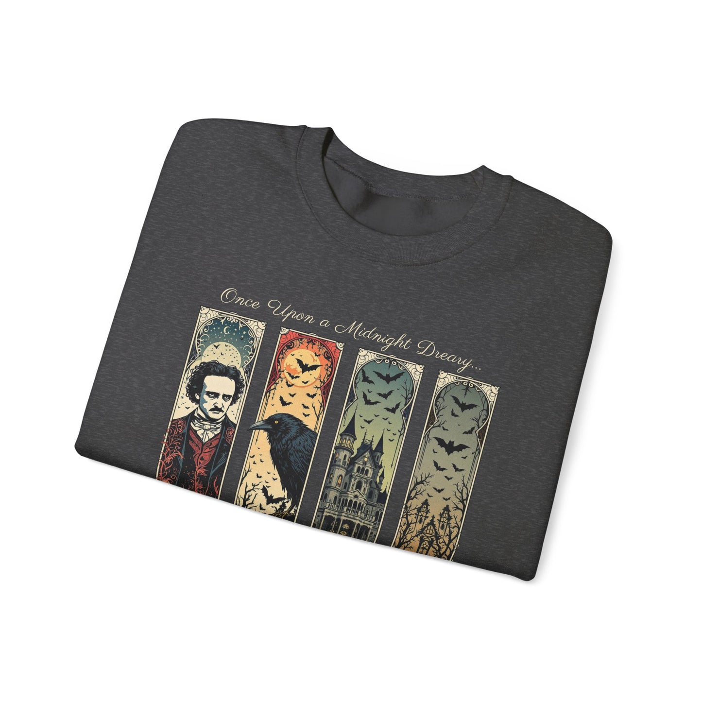 Edgar Allan Poe Sweatshirt The Raven Nevermore Gothic Horror Sweater Dark Academia Macabre Halloween Gift for Book Lovers Birthday Christmas