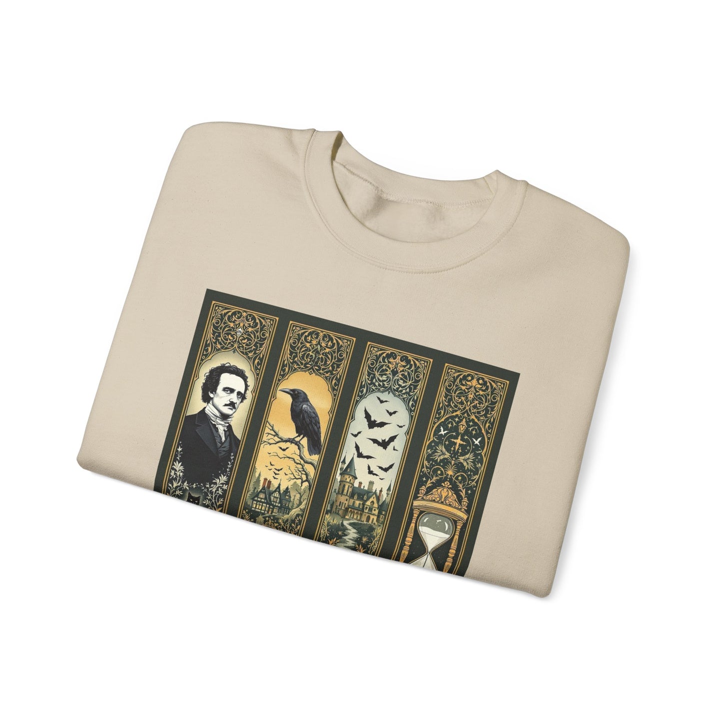 Edgar Allan Poe Sweatshirt The Raven Nevermore Gothic Horror Sweater Dark Academia Macabre Halloween Gift for Book Lovers Birthday Christmas Sweatshirt Printify